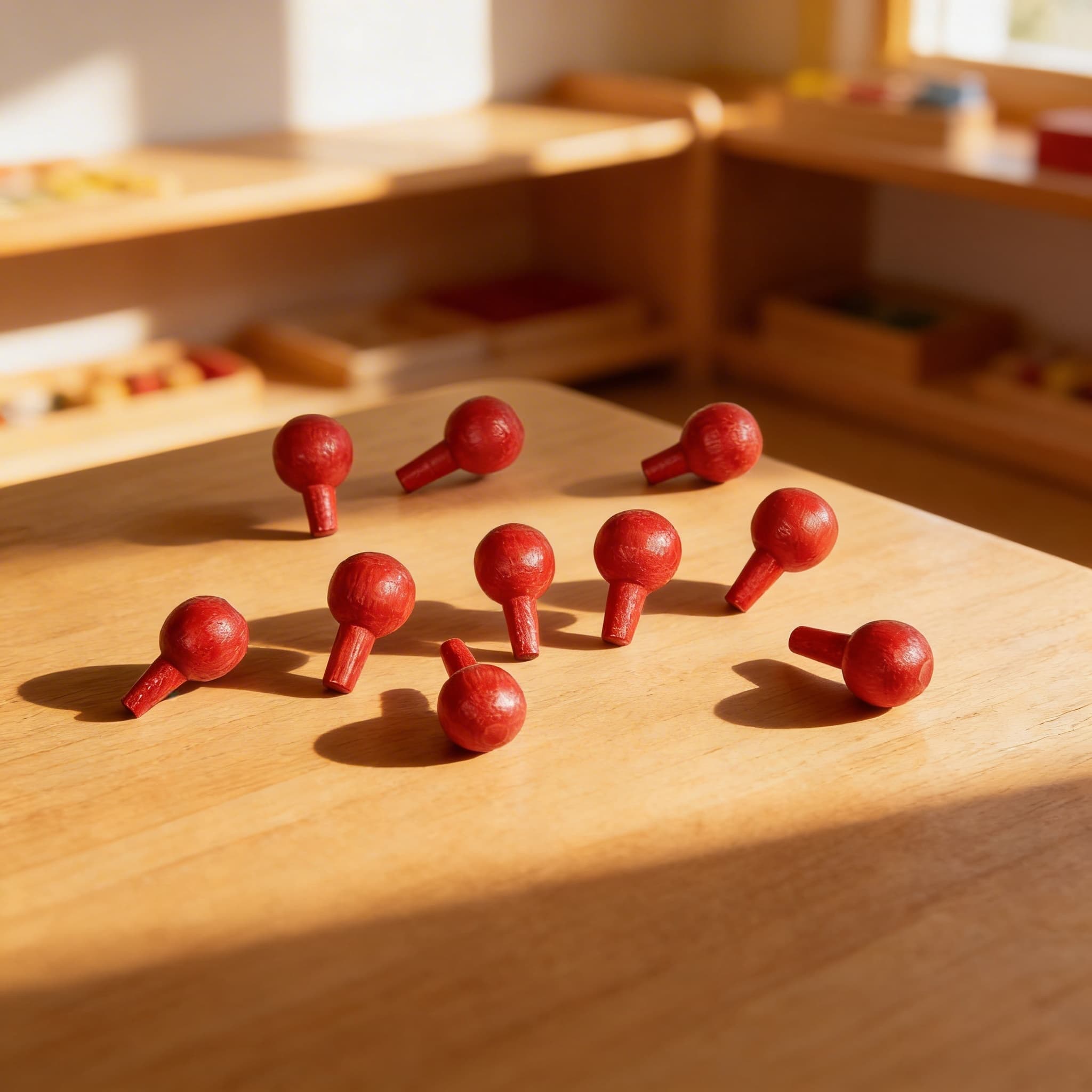 Stifte für das algebraische Steckbrett: Rot (10) — Im Einsatz