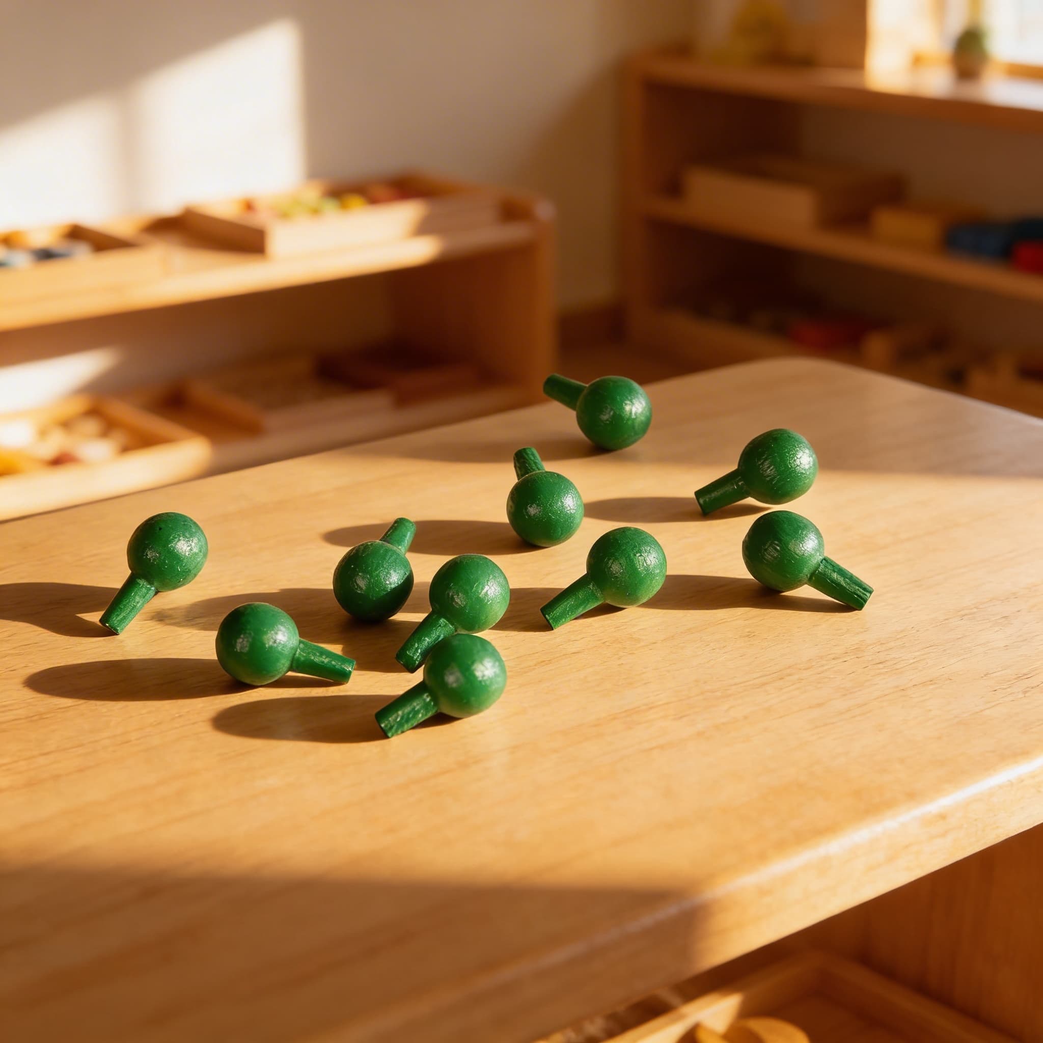 Stifte für das algebraische Steckbrett: Grün (10) — Im Einsatz