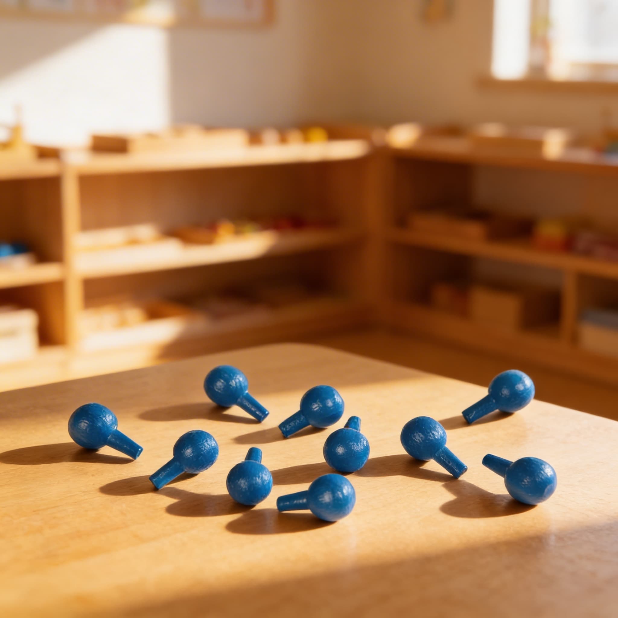 Stifte für das algebraische Steckbrett: Blau (10) — Im Einsatz