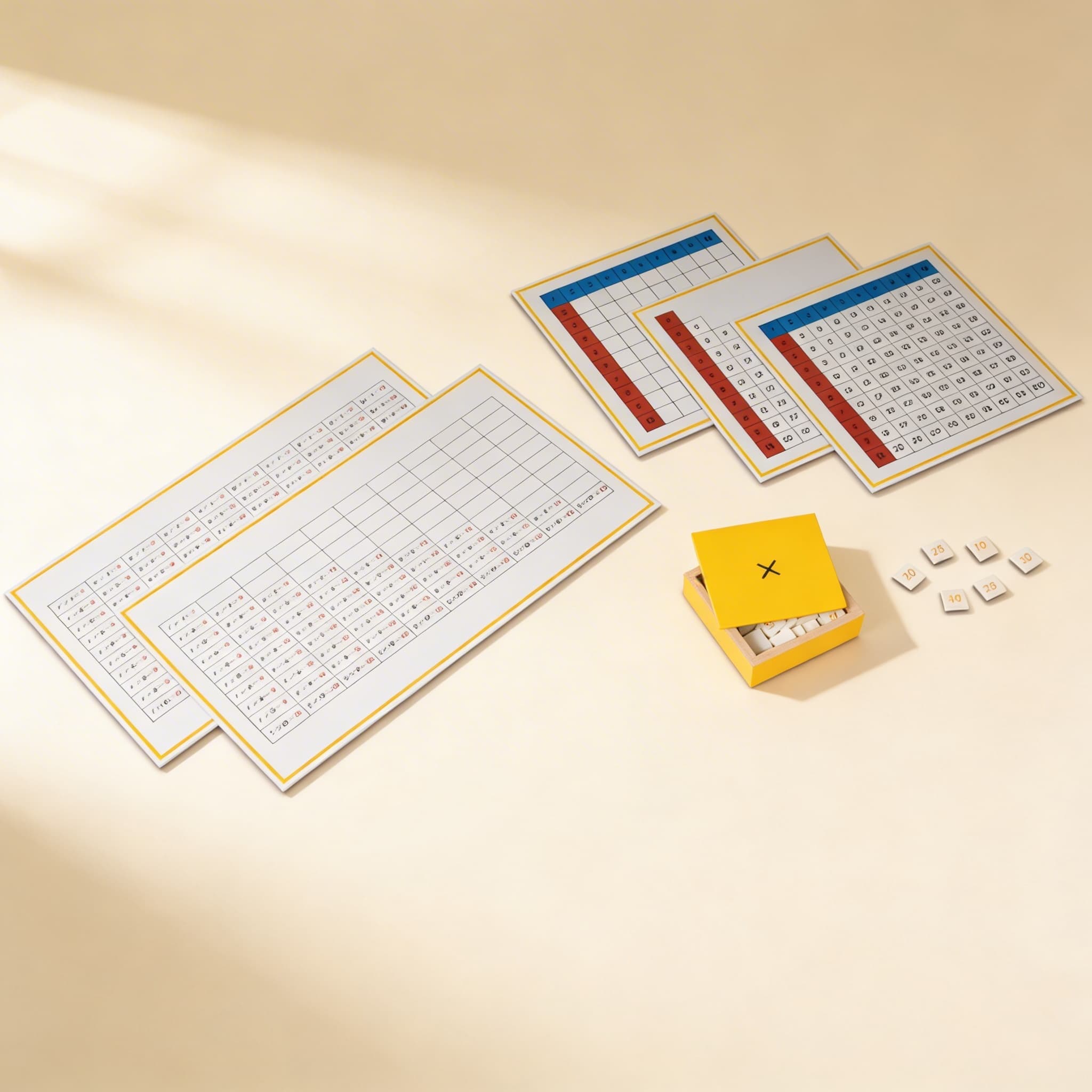 Pracovní tabulky násobení — Boční pohled