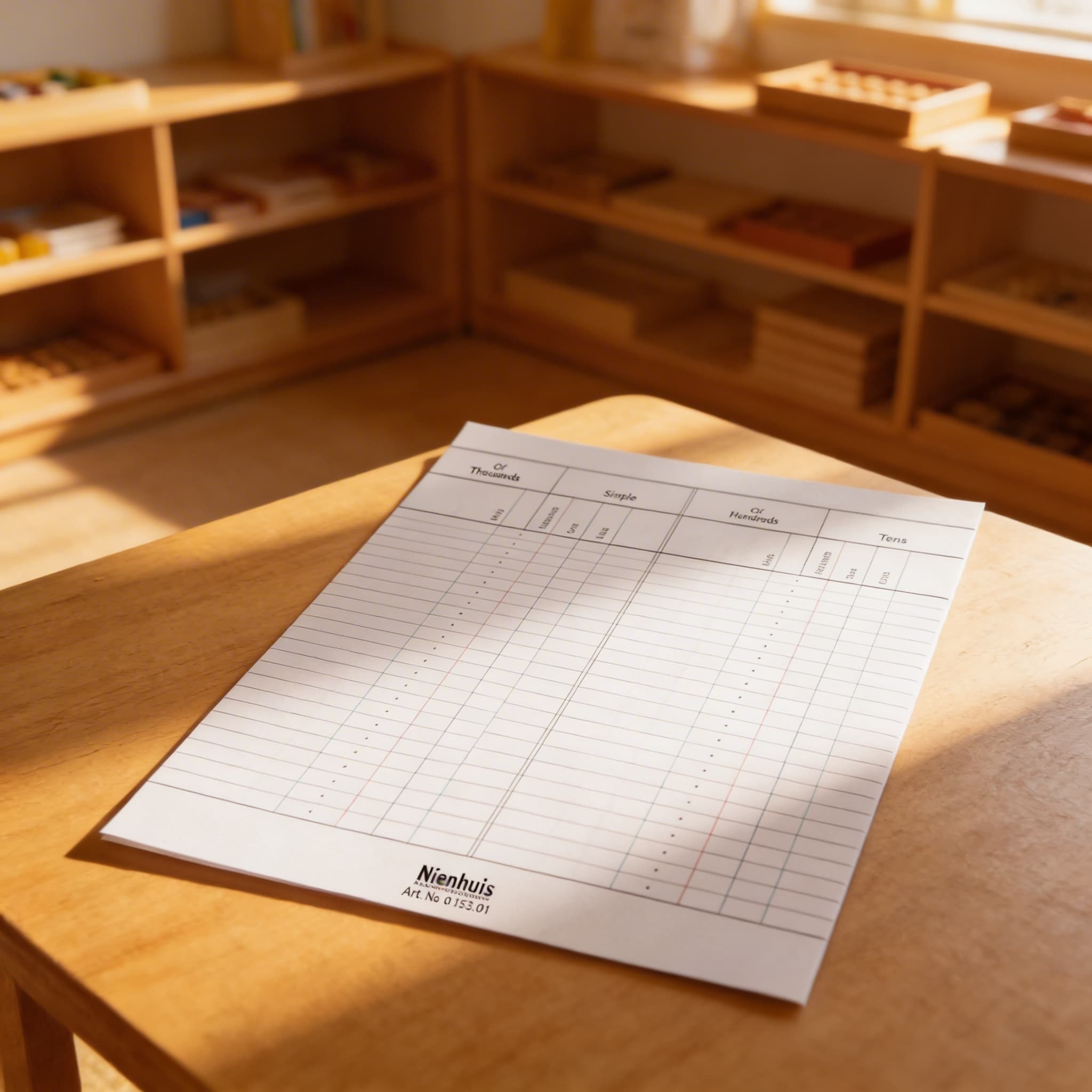 Kleiner Perlenstab-Rahmen Papier — Arbeitsblätter Stellenwerte — Im Einsatz