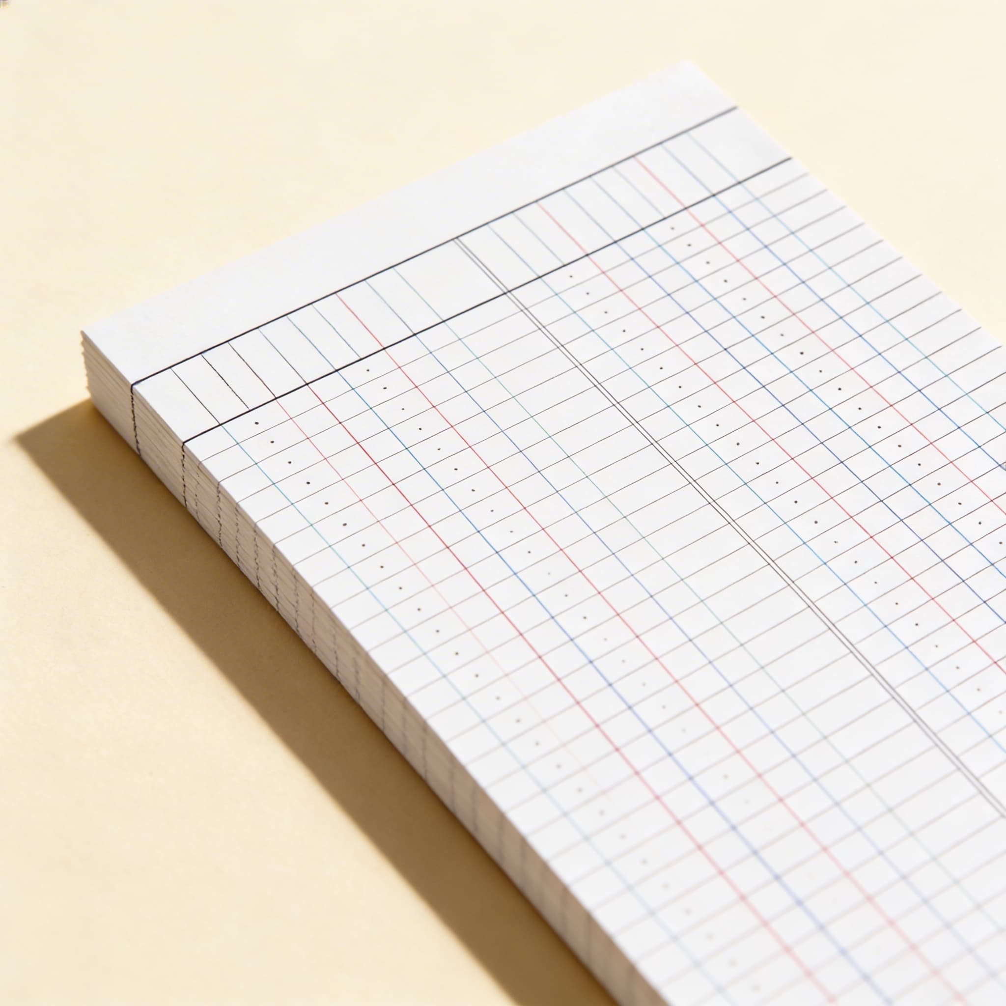 Papíry pro velký korálkový rám — 50 výpočtových listů — Boční pohled