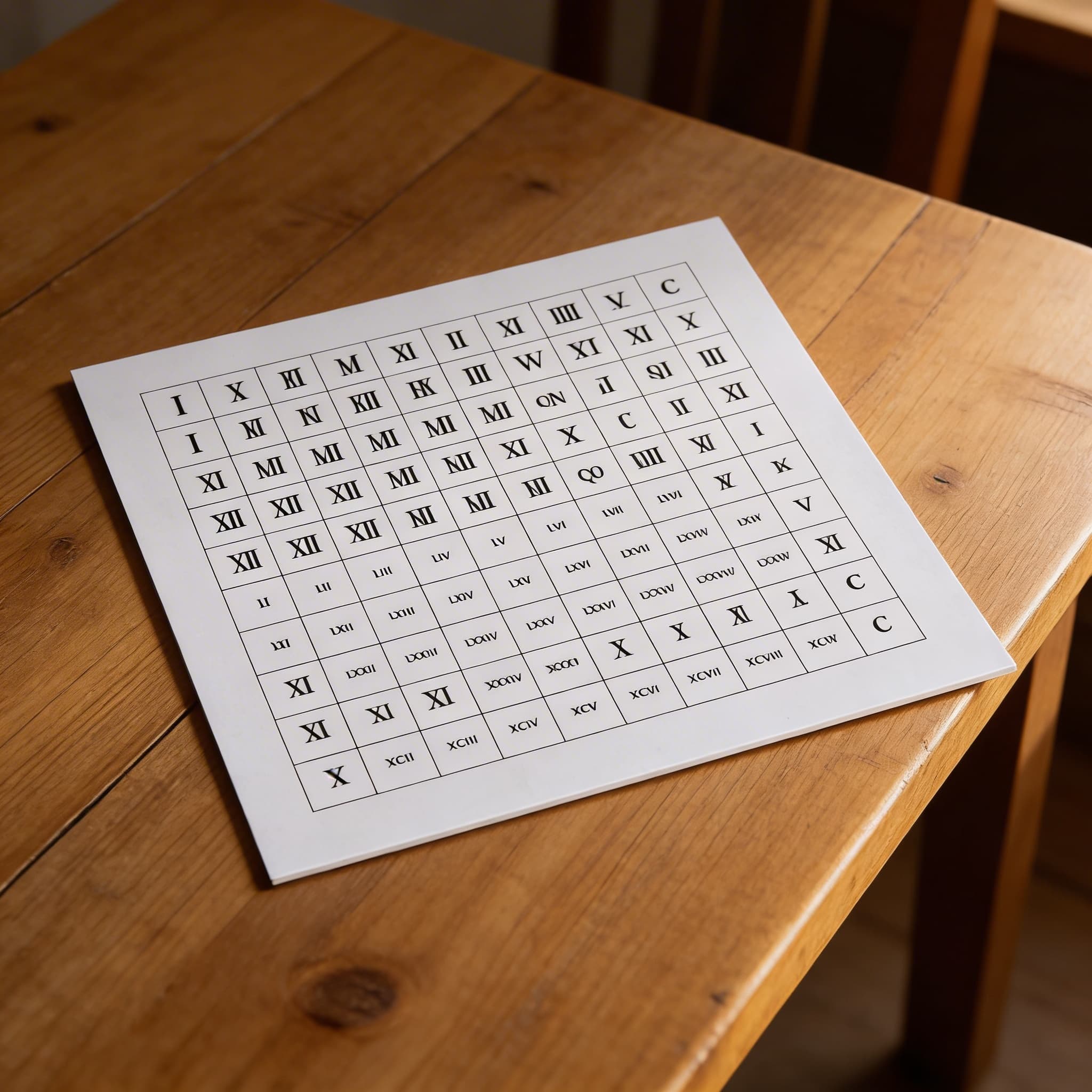Kontrolní tabulka: stovková tabule s římskými číslicemi — Detailní pohled