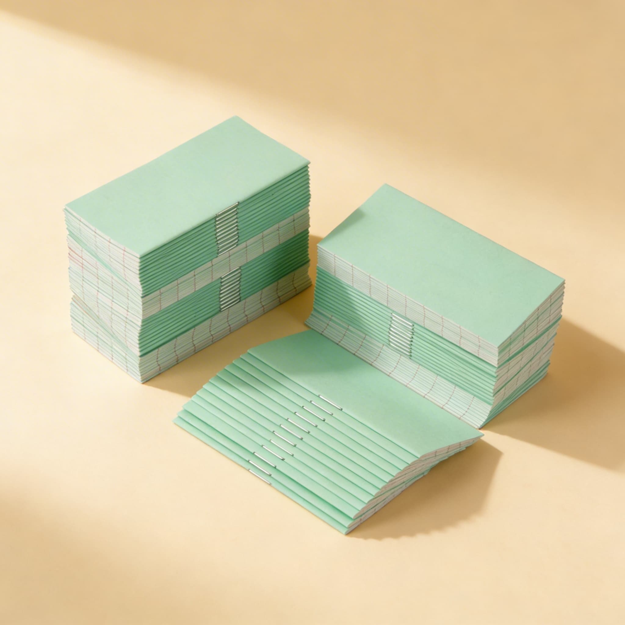 Aritmetické sešity: zelené — malé (100 ks) — Boční pohled