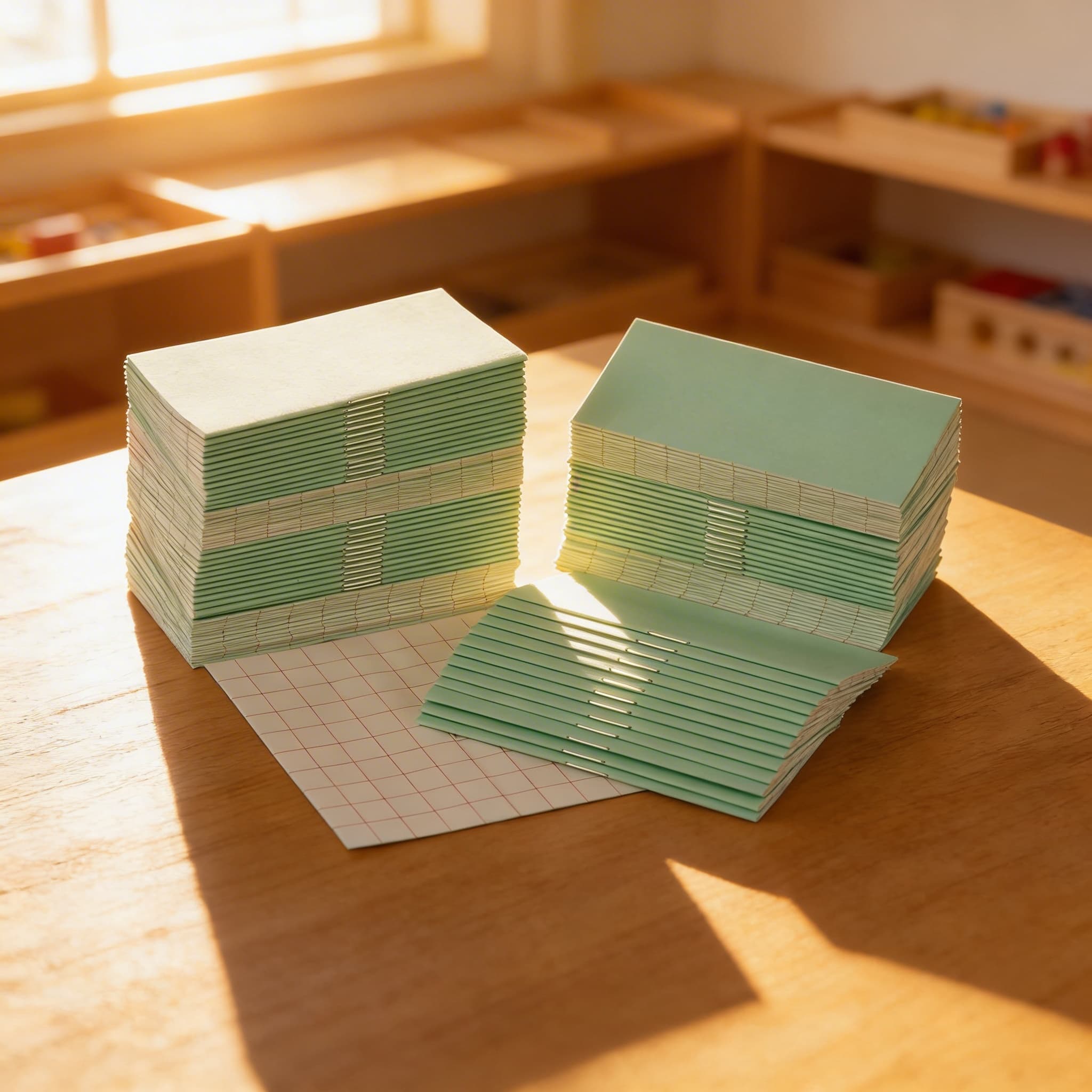 Aritmetické sešity: zelené — malé (100 ks) — Při použití