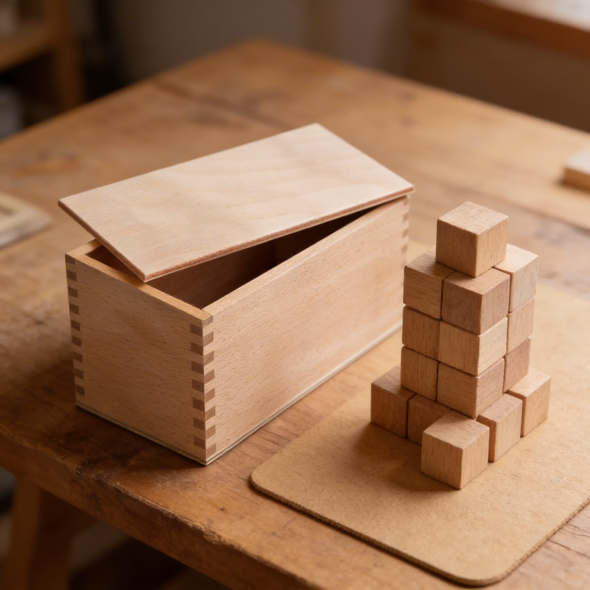 Steckfahnen-Box — Holzaufbewahrung für Geografie-Material — Detailansicht
