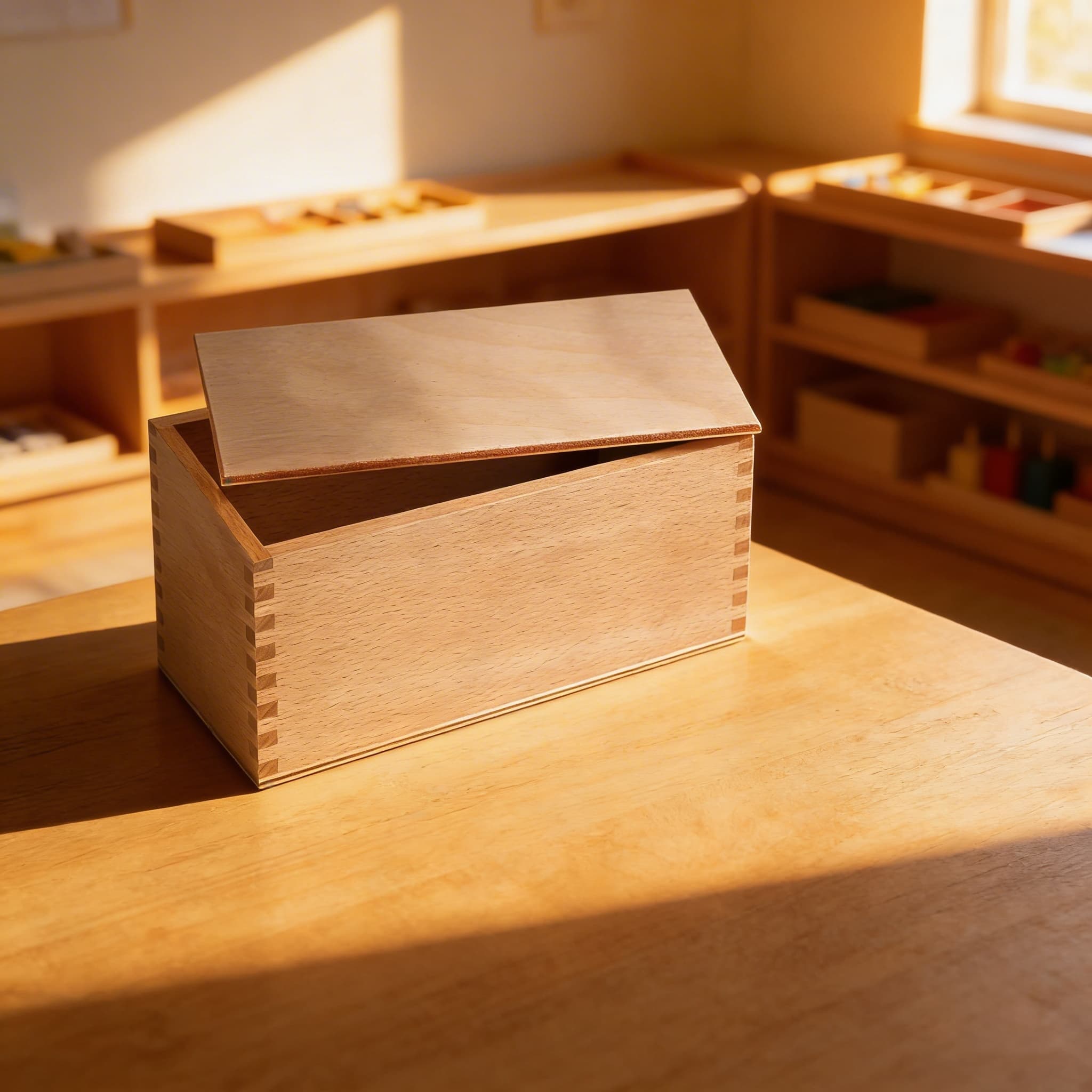 Steckfahnen-Box — Holzaufbewahrung für Geografie-Material — Im Einsatz