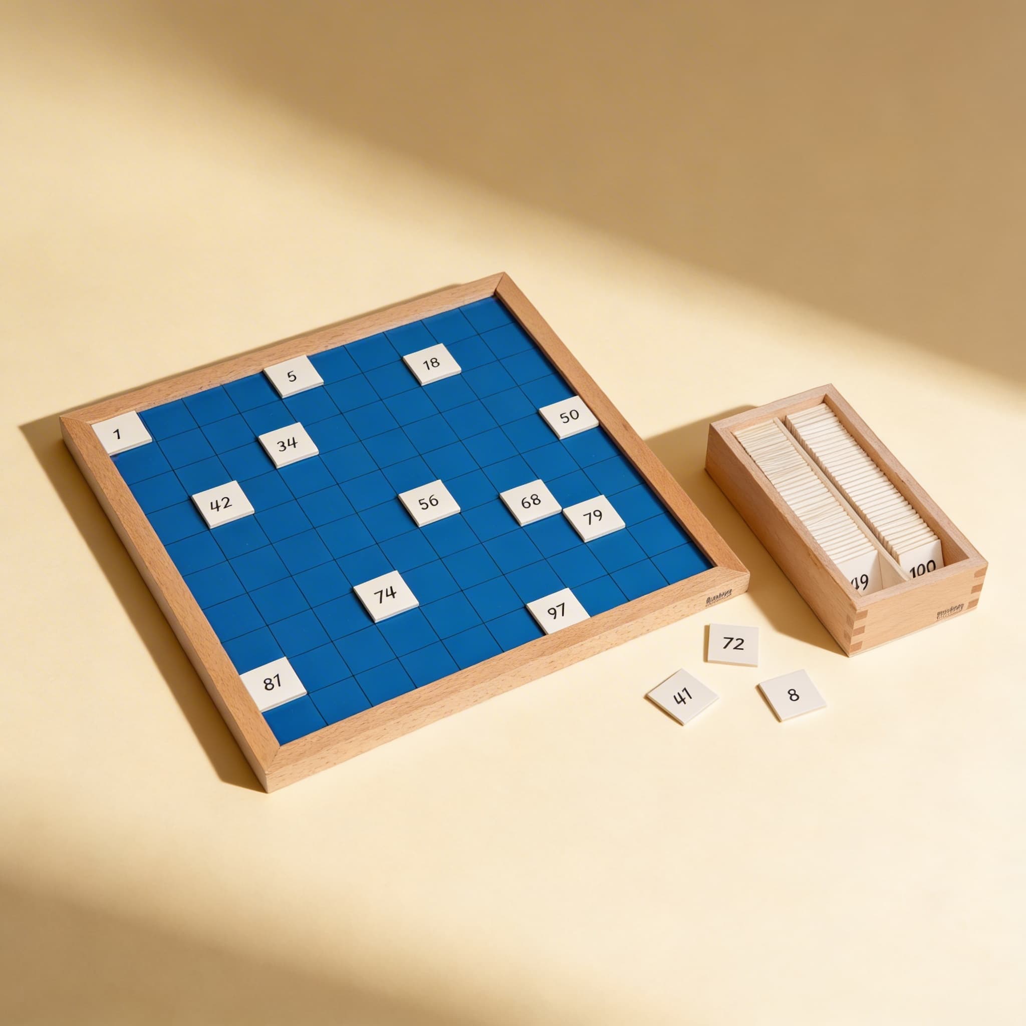 Stovková tabule — řazení čísel — Boční pohled