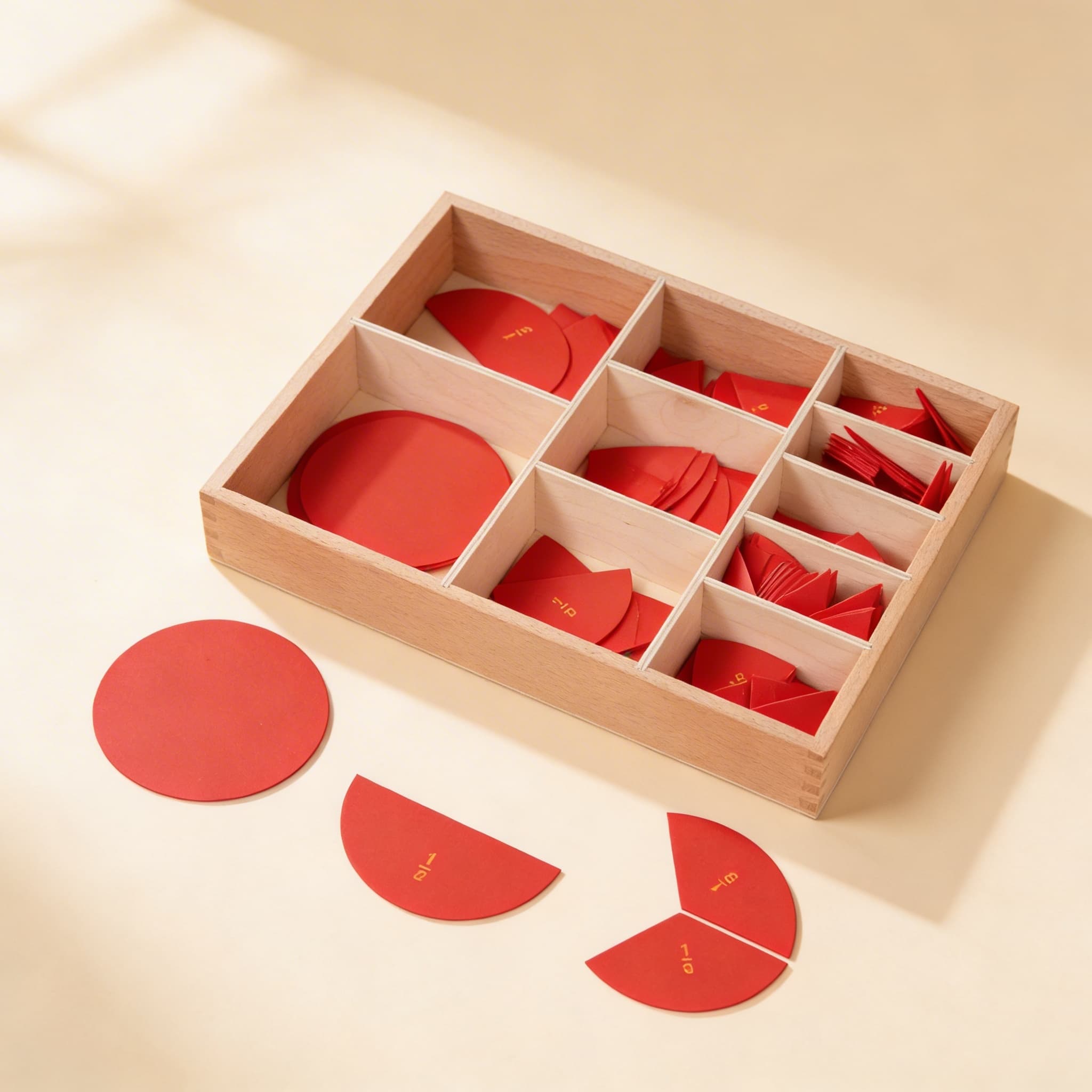 Vystřihované pojmenované zlomkové kruhy — Boční pohled