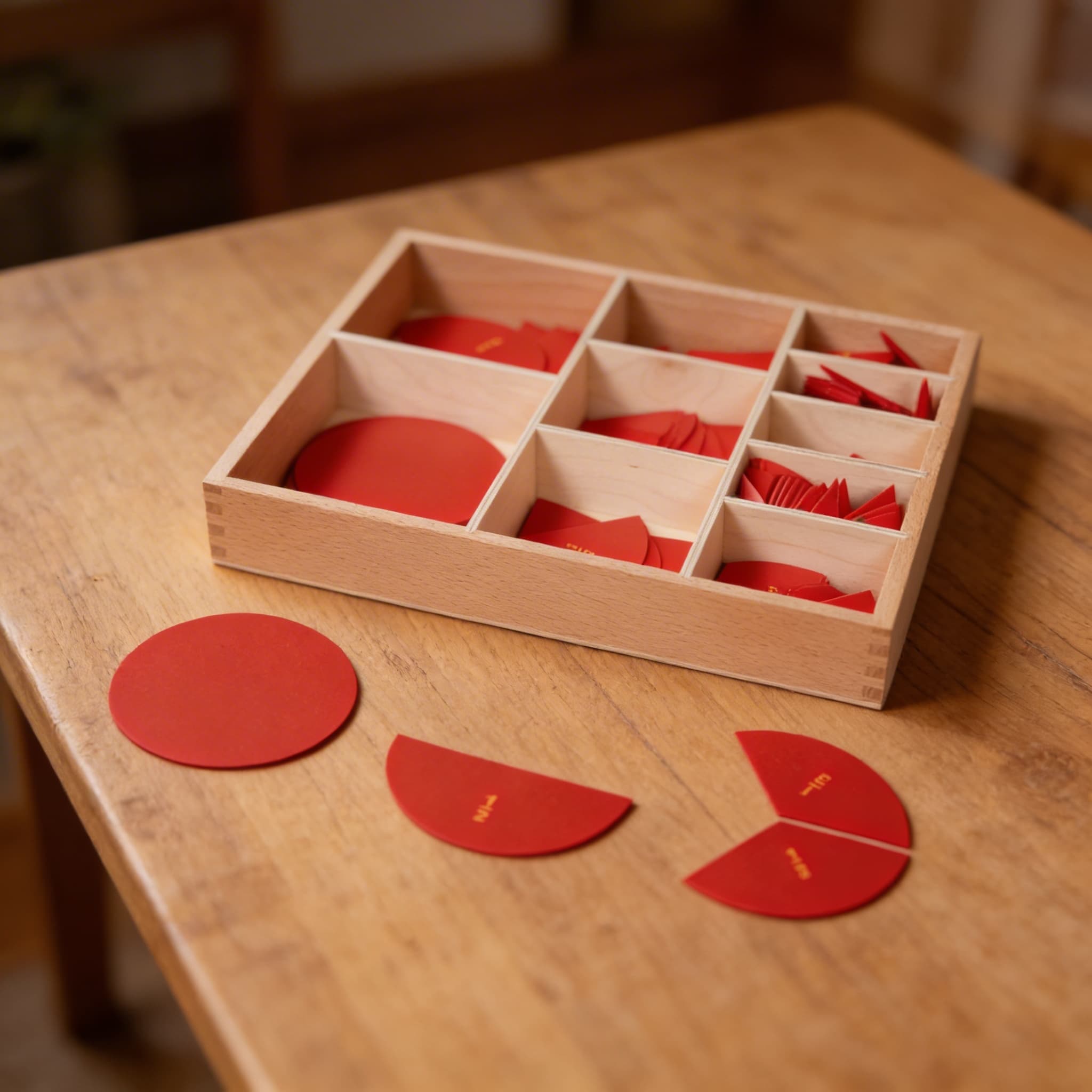 Vystřihované pojmenované zlomkové kruhy — Detailní pohled