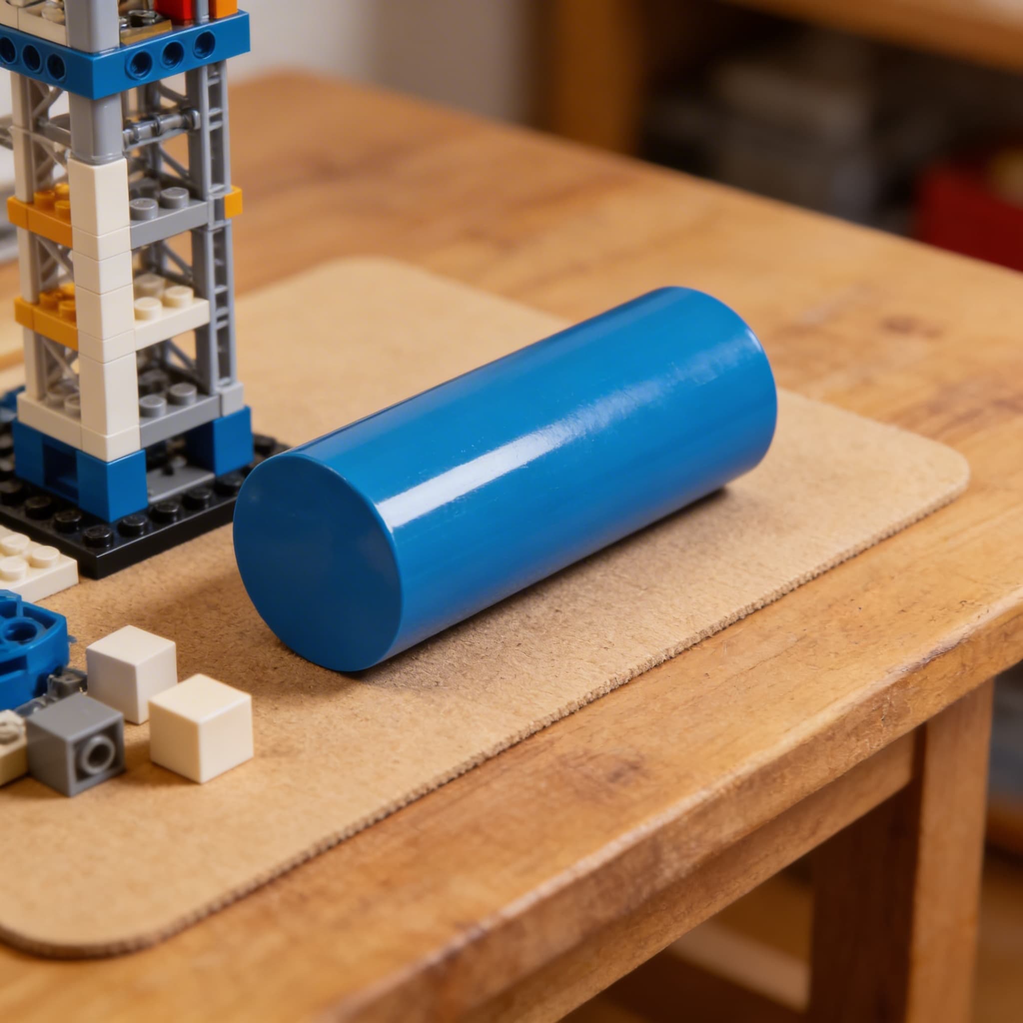 Blauer Zylinder — großer geometrischer Körper zum taktilen Lernen — Detailansicht