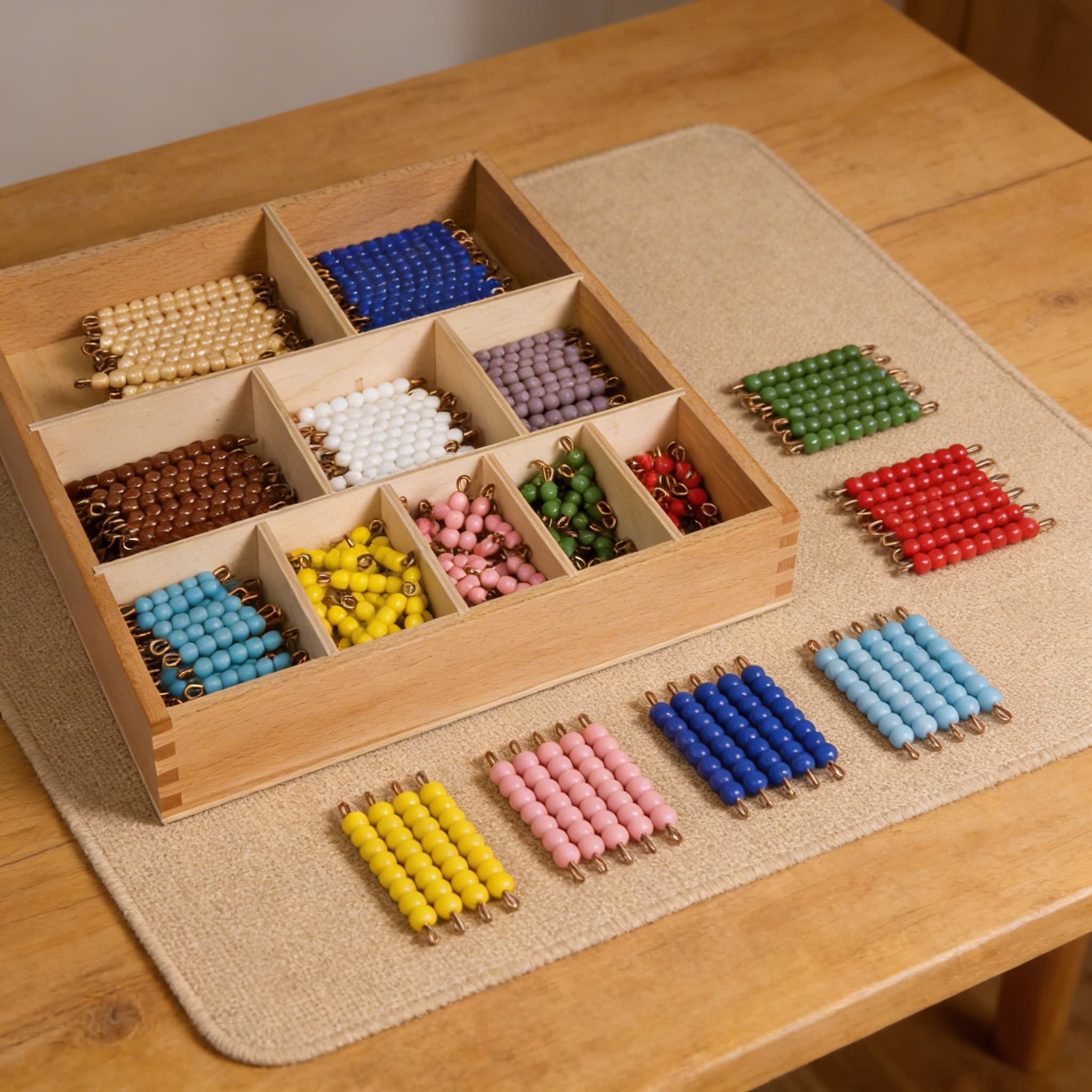 Dekanomial-Perlenstab-Box — erweiterte Mathematik bis 10 — Detailansicht