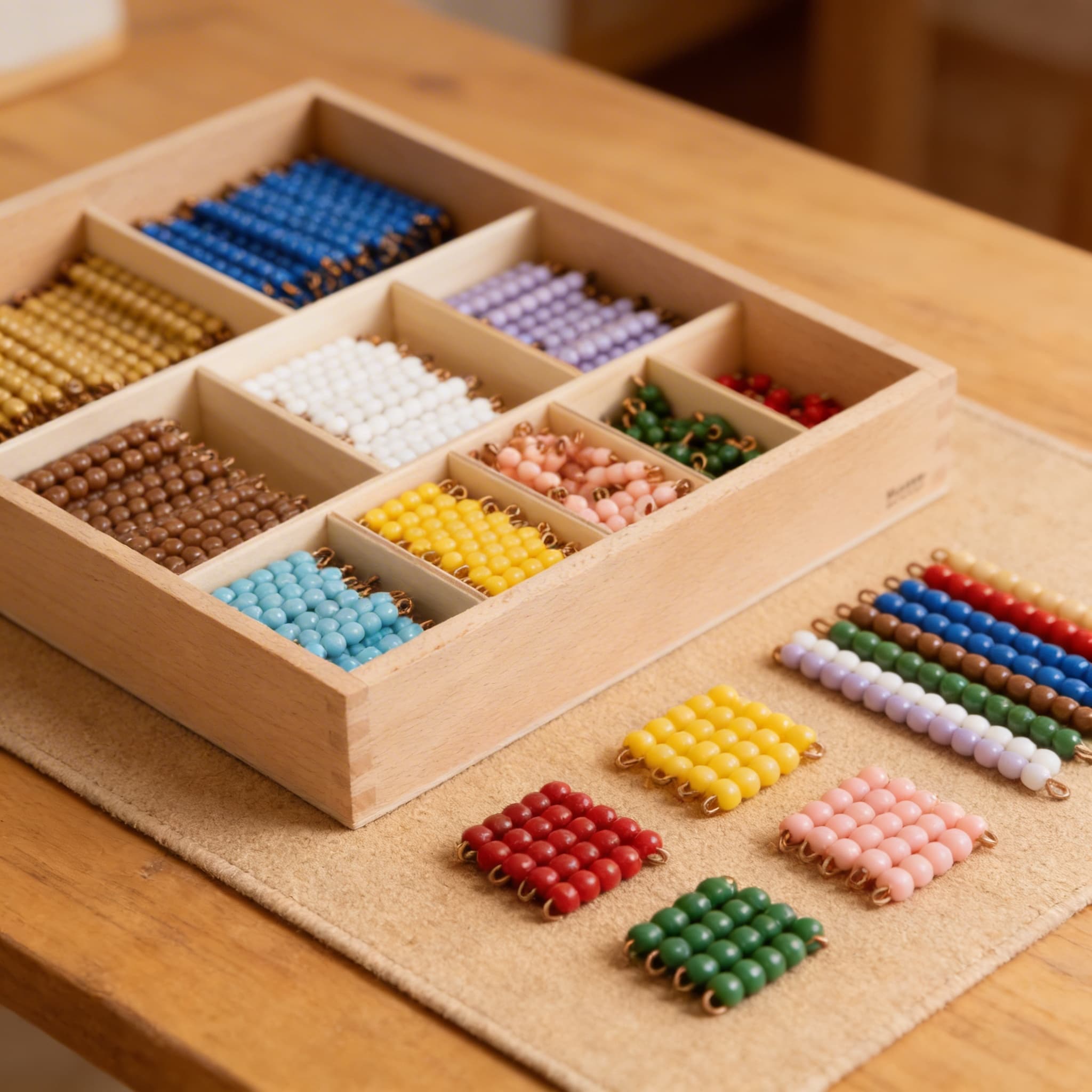 Dekanomiales Perlenstäbe-Set — Vollständige Nylon-Perlen 1-10 — Detailansicht