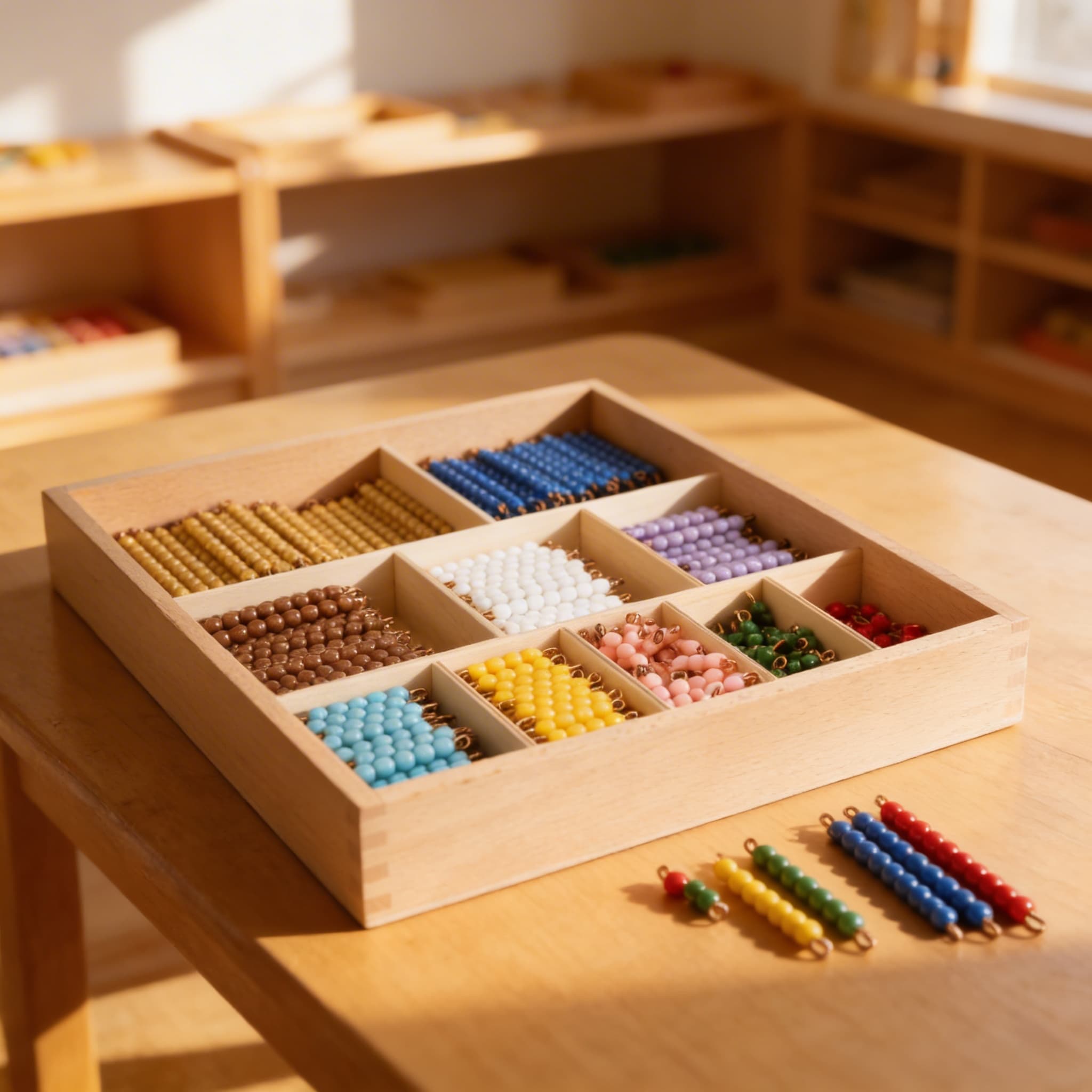 Dekanomiales Perlenstäbe-Set — Vollständige Nylon-Perlen 1-10 — Im Einsatz