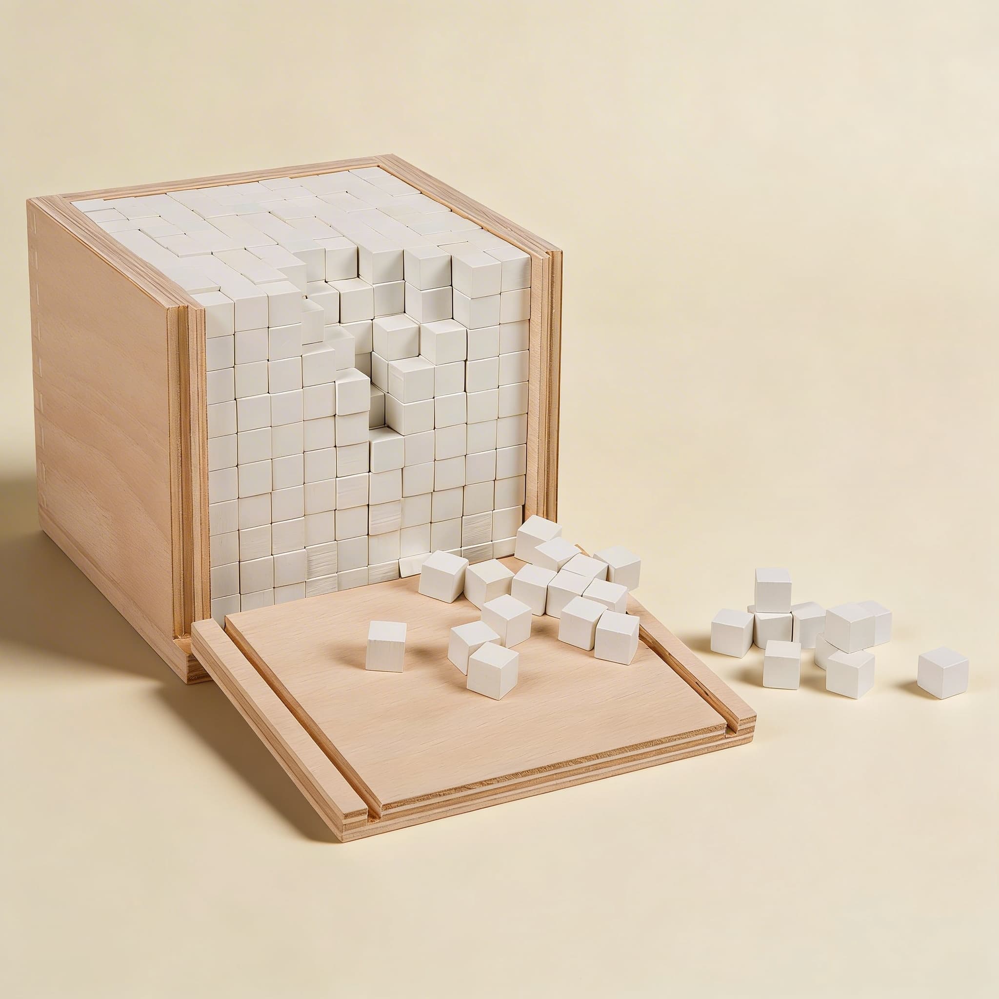 Volumenbox — 1000 Einheitswürfel mit verschiebbarer Demonstrationslade — Katalogansicht