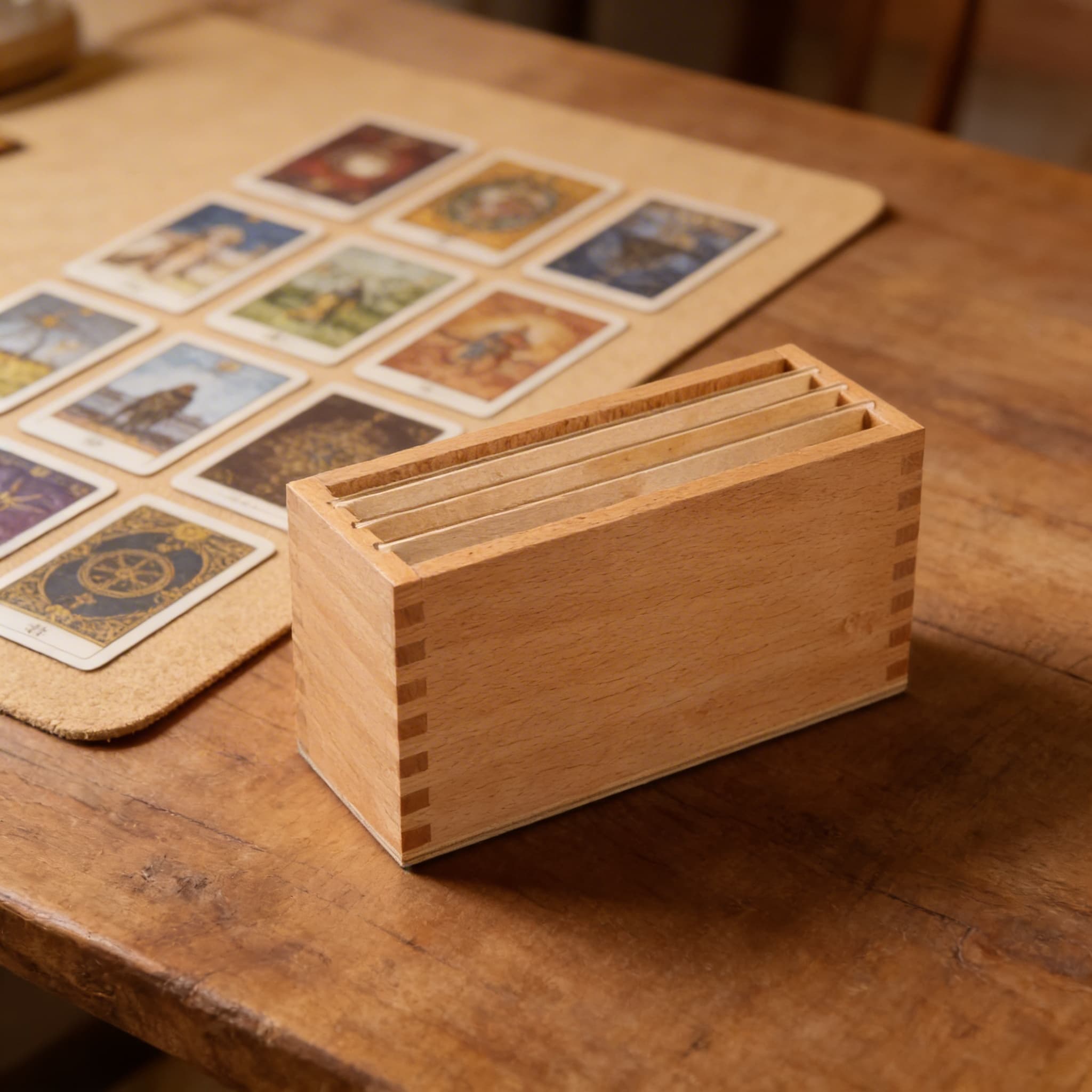 Erste Botanik-Karten-Box — Holzaufbewahrung für Nomenklaturkarten — Detailansicht