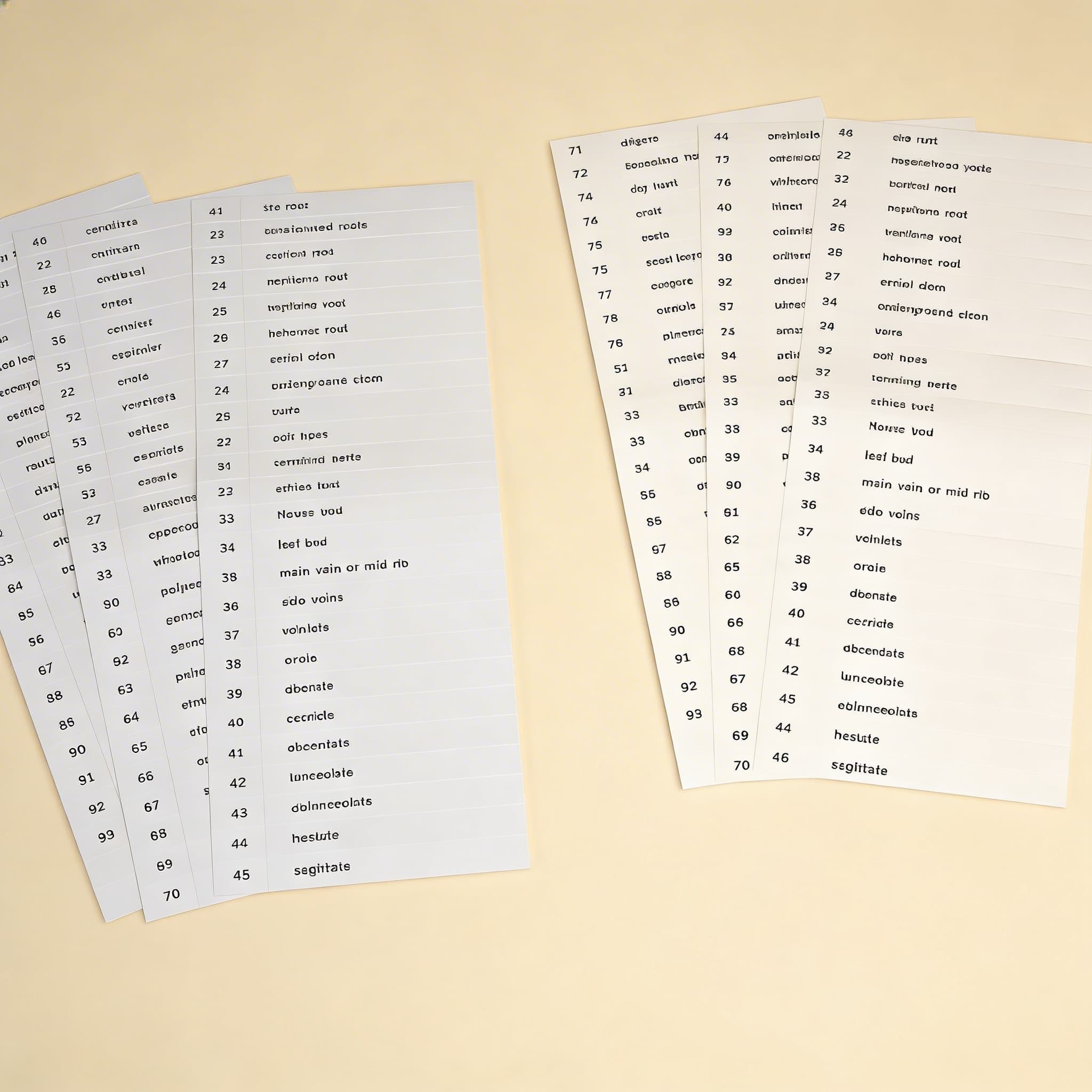 Karty s názvy: Druhá sada botanických karet — Boční pohled