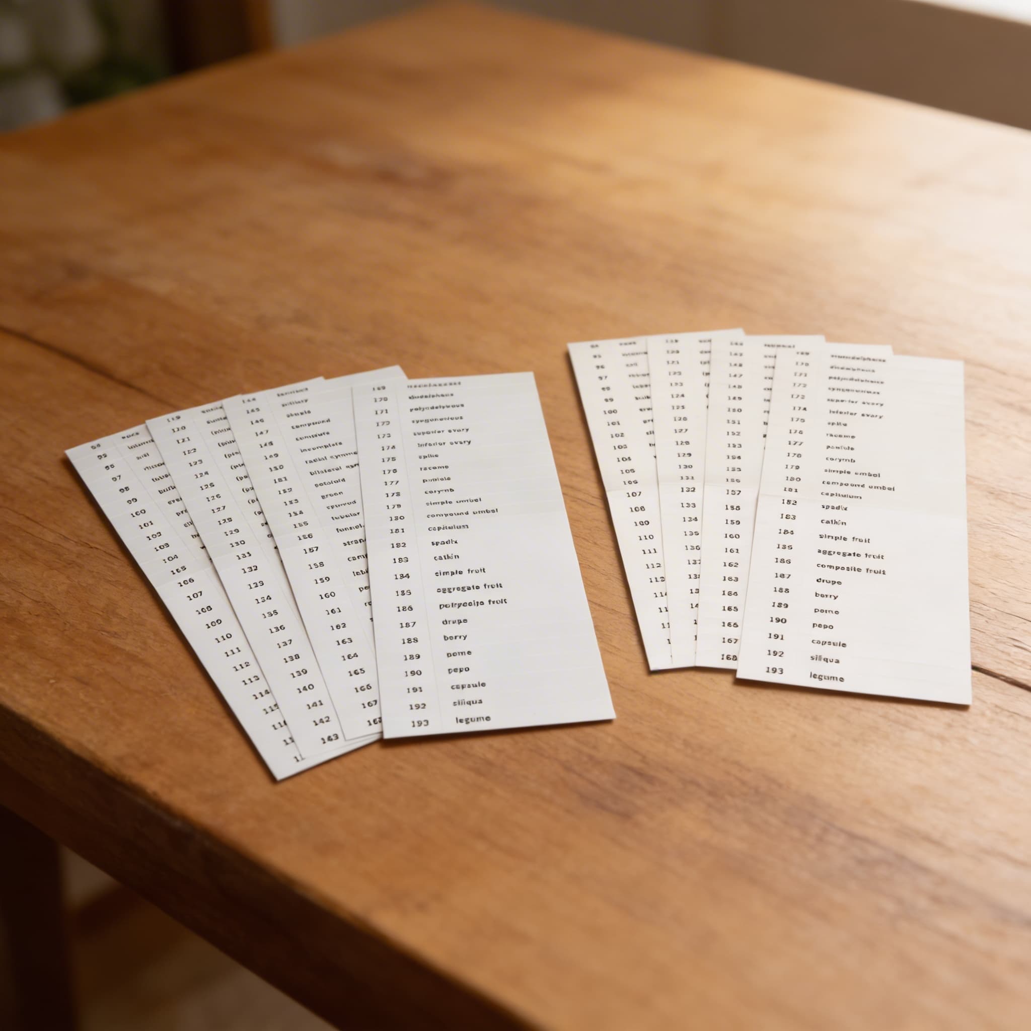 Karty s názvy: Třetí sada botanických karet — Detailní pohled