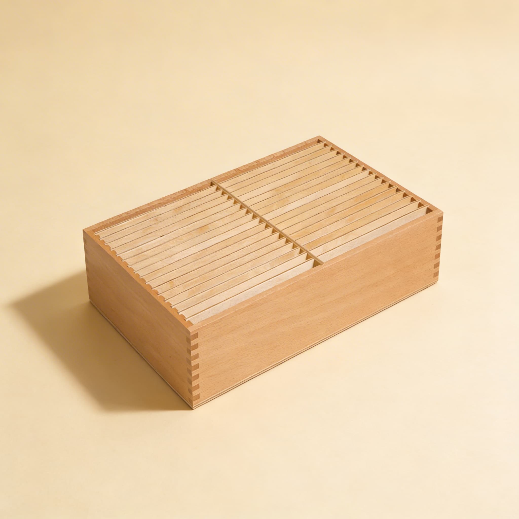 Botanik-Karten Aufbewahrungsbox — Drittes Set Holz-Organisationssystem — Seitenansicht
