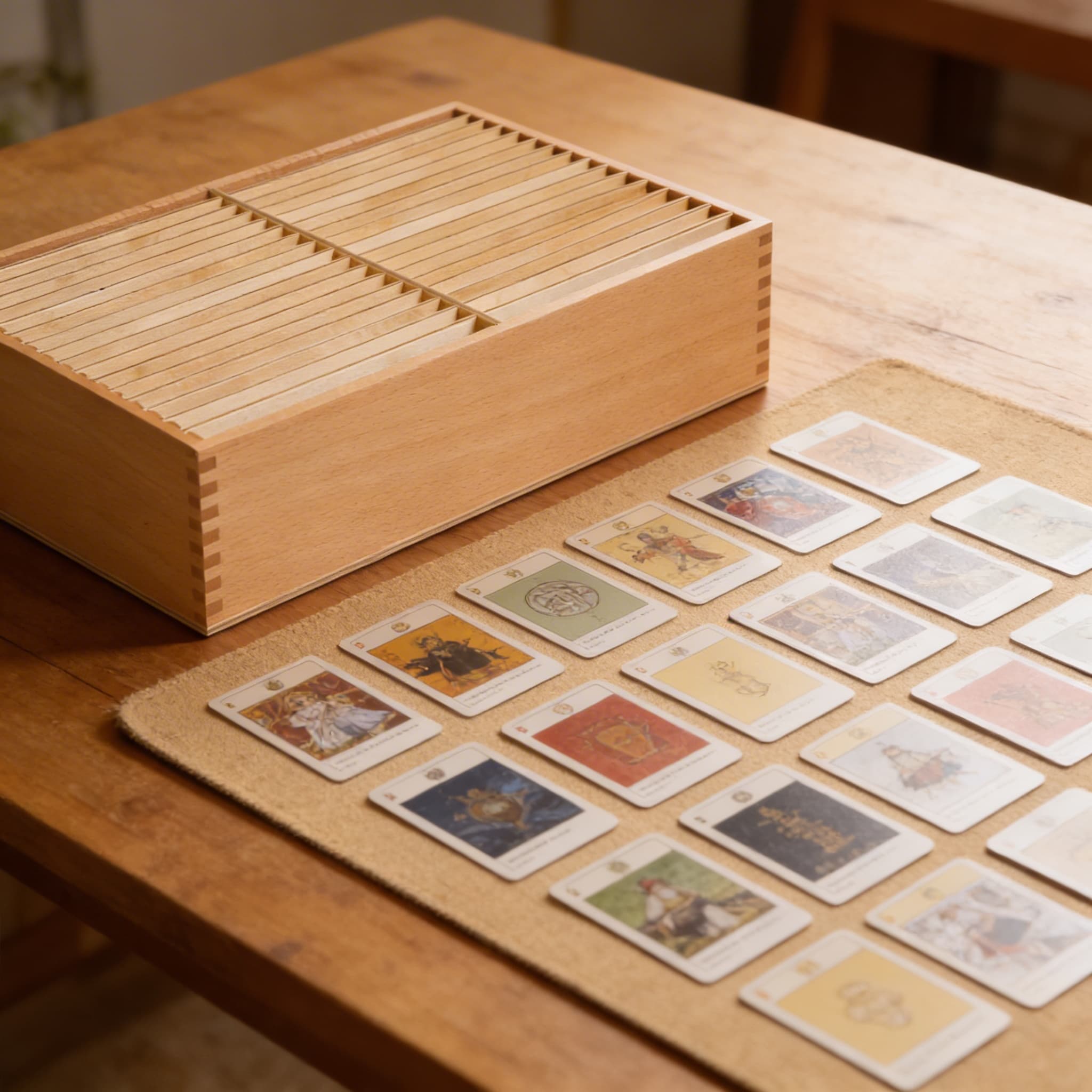 Botanik-Karten Aufbewahrungsbox — Drittes Set Holz-Organisationssystem — Detailansicht