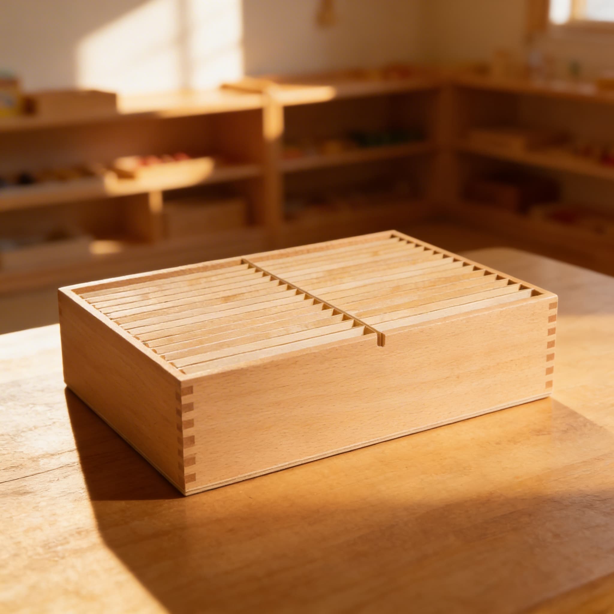 Botanik-Karten Aufbewahrungsbox — Drittes Set Holz-Organisationssystem — Im Einsatz