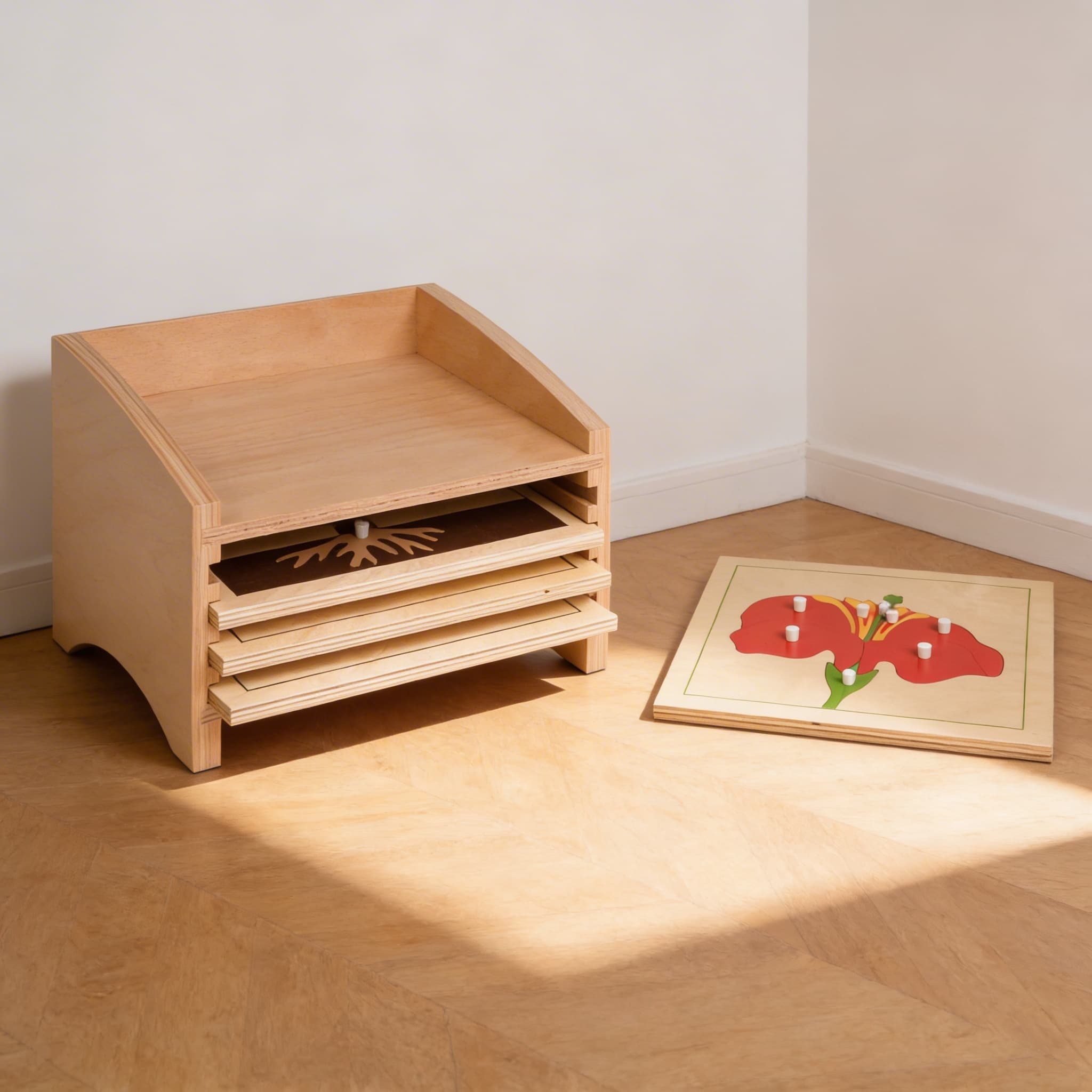 Botanik-Puzzleschrank: Vier Fächer