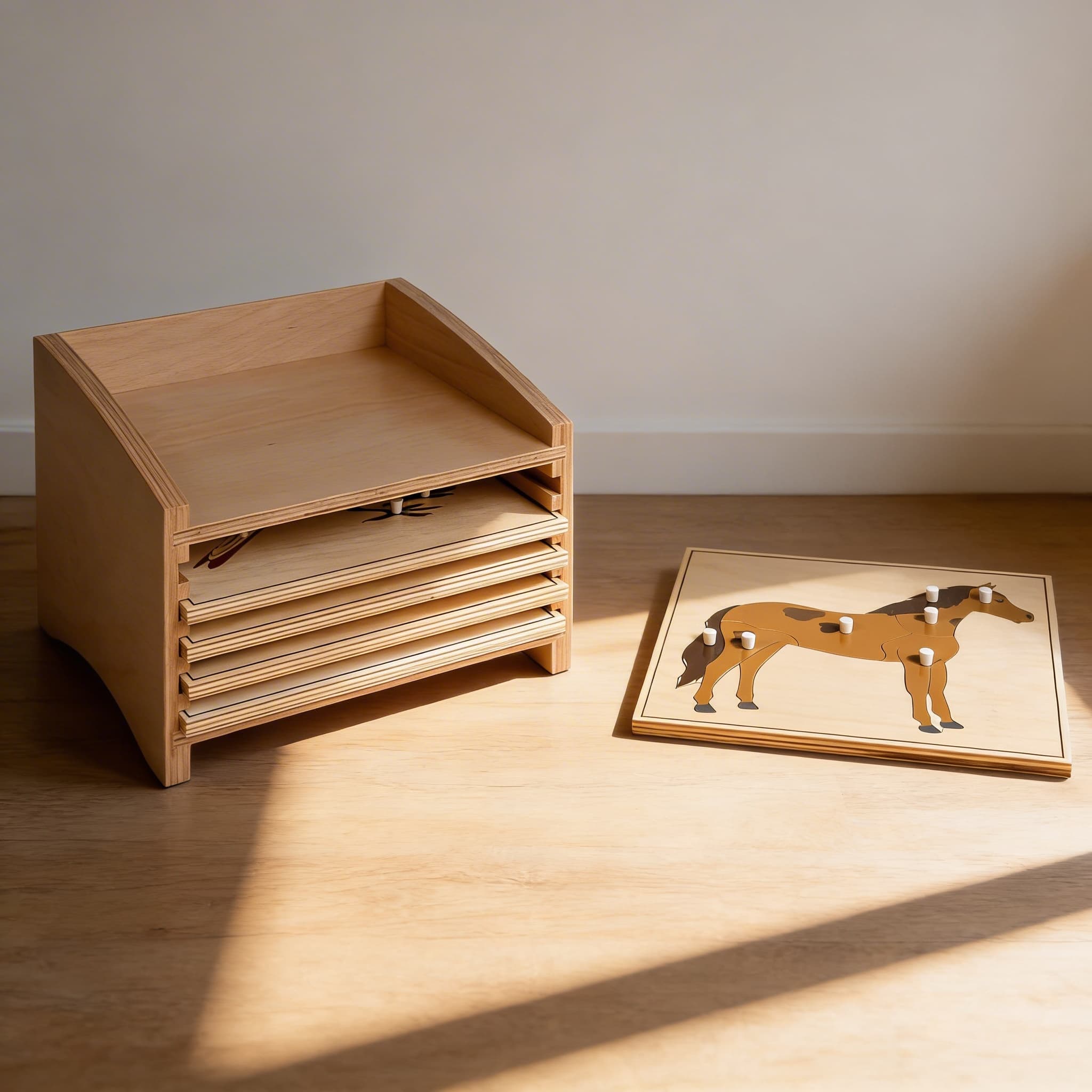 Tierpuzzle-Schrank: Fünf Fächer