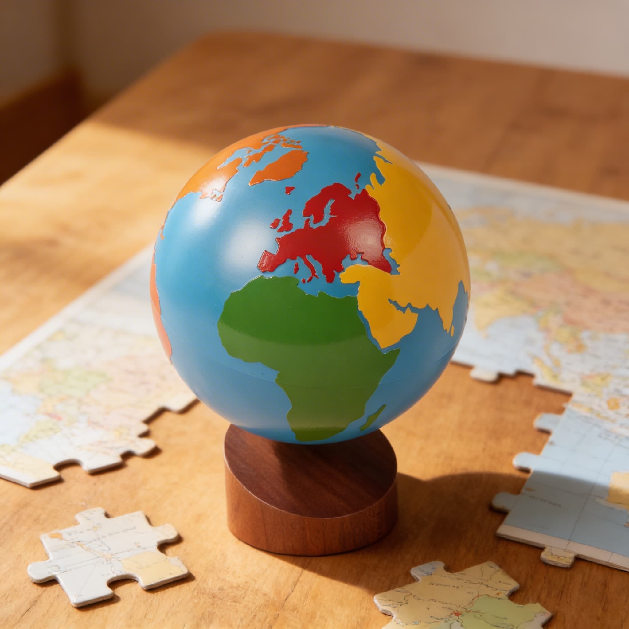 Kontinente-Globus — Farbige Geografie-Einführung — Detailansicht