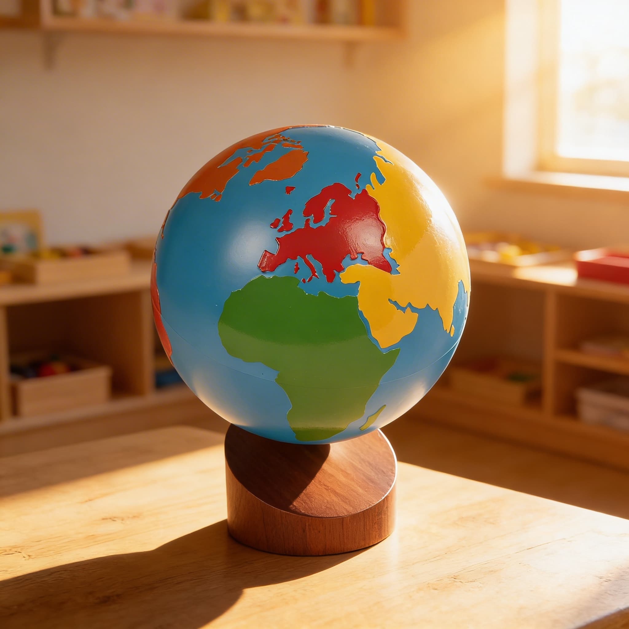 Kontinente-Globus — Farbige Geografie-Einführung — Im Einsatz