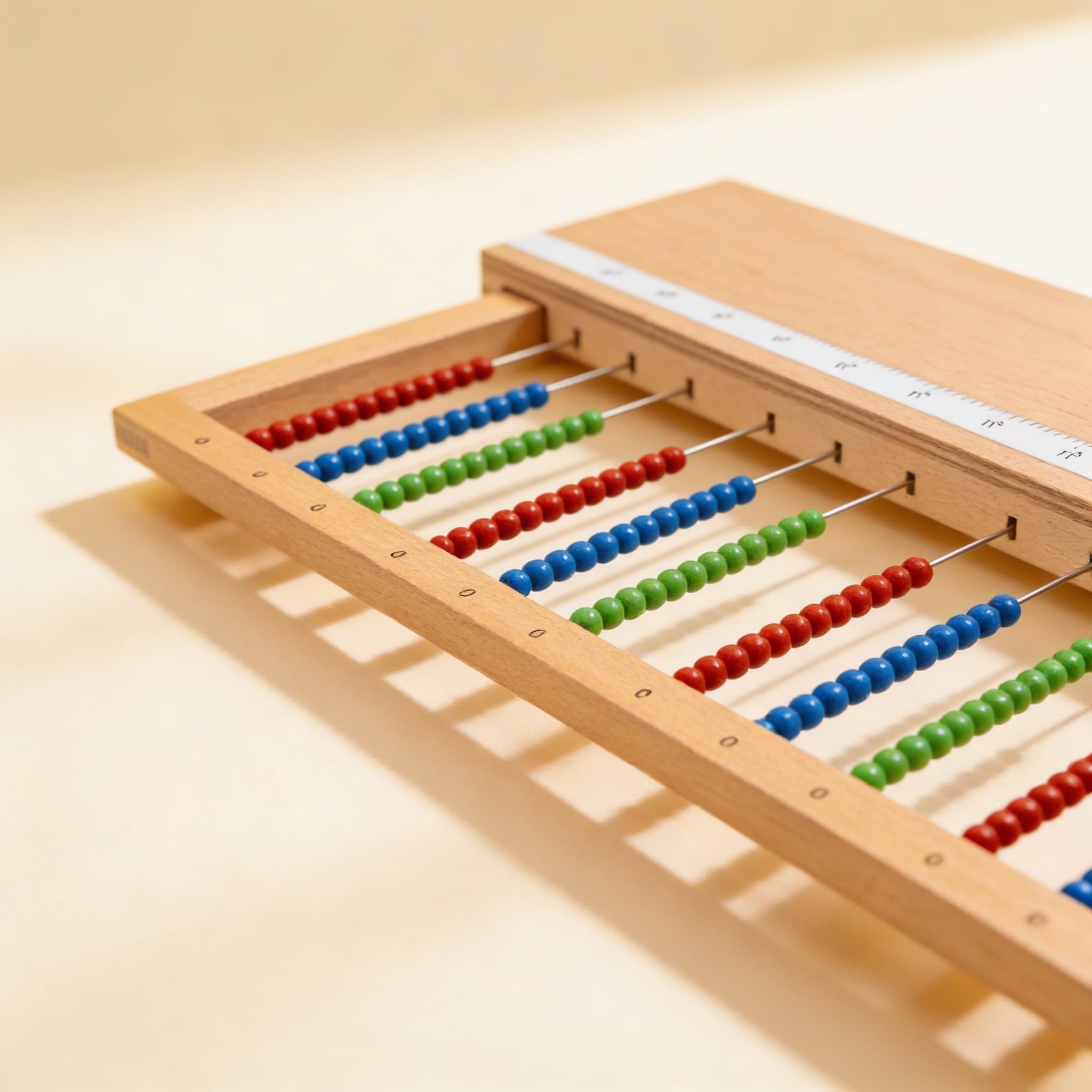 Multi-Basis-Perlenrahmen — Farbkodiertes Mathematik-Erkundungsmaterial — Seitenansicht