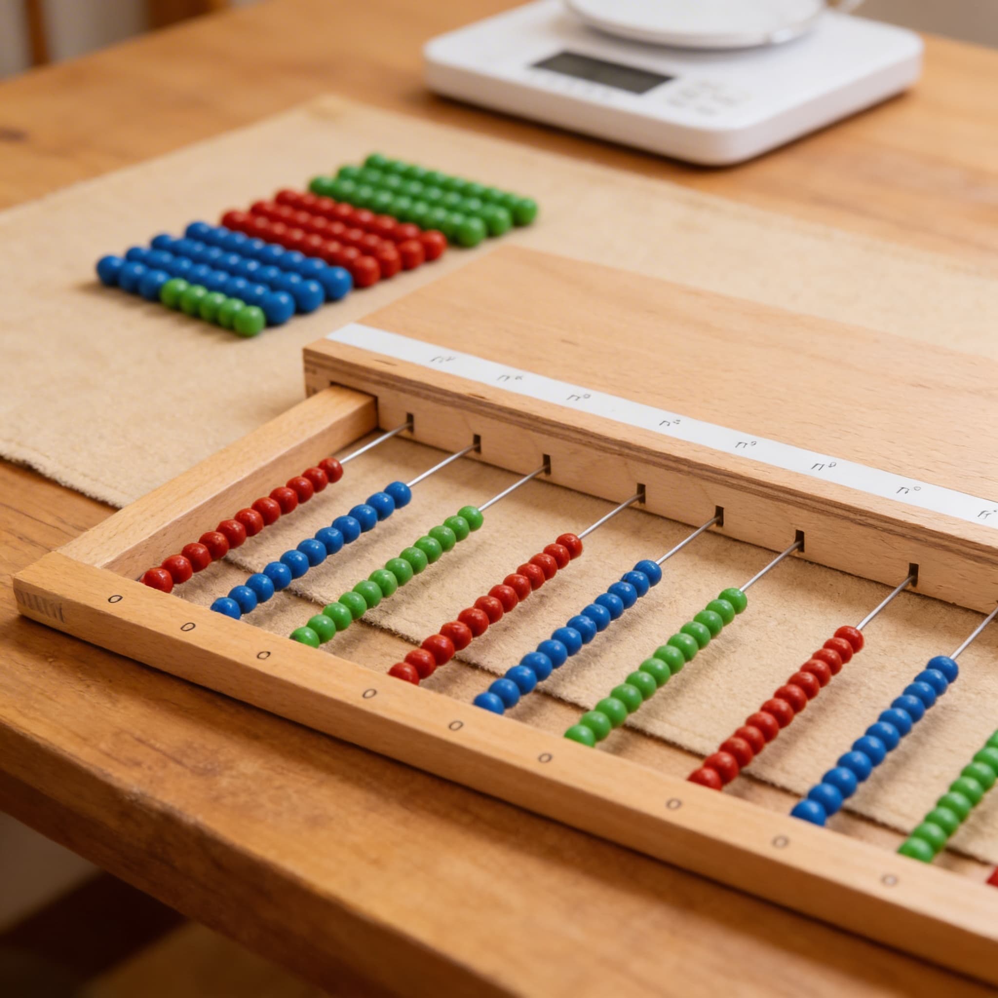 Multi-Basis-Perlenrahmen — Farbkodiertes Mathematik-Erkundungsmaterial — Detailansicht