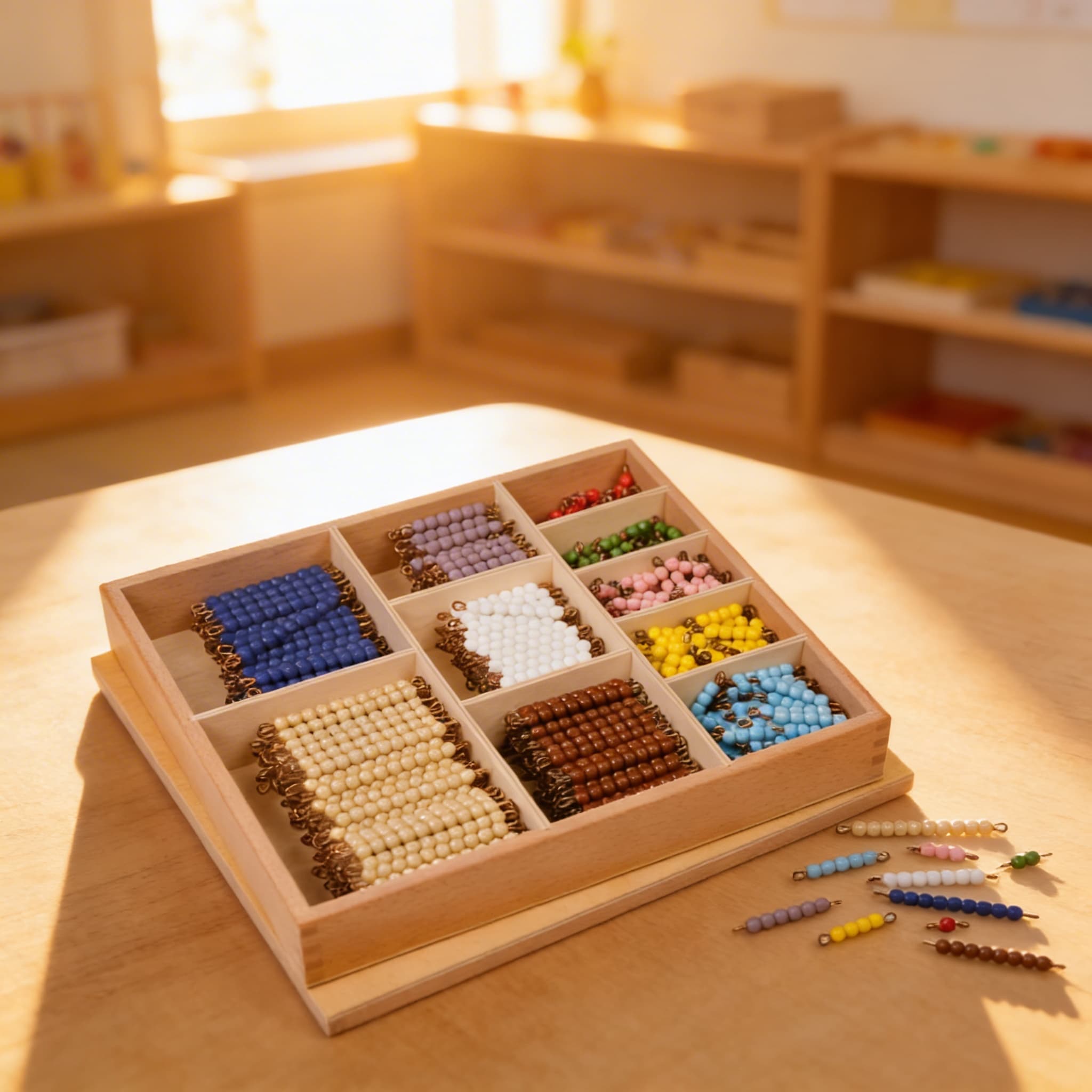 Multiplikations-Perlenstab-Box — Glasperlen für das Einmaleins — Im Einsatz