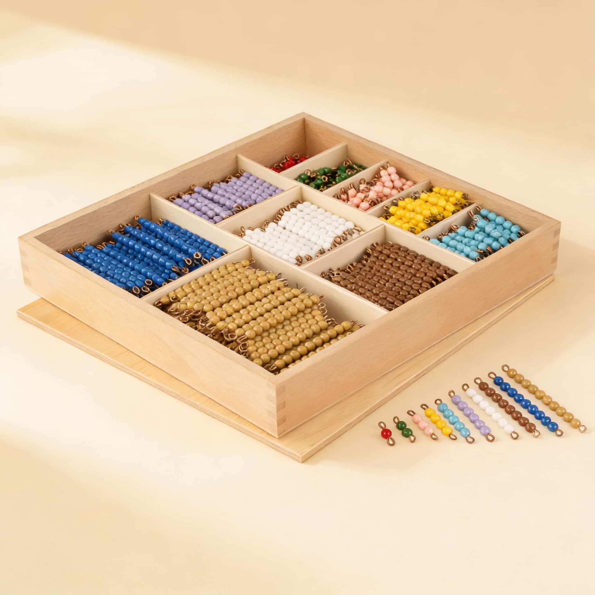 Multiplikations-Perlenstäbe Box — Einzelne Nylon-Perlen — Seitenansicht