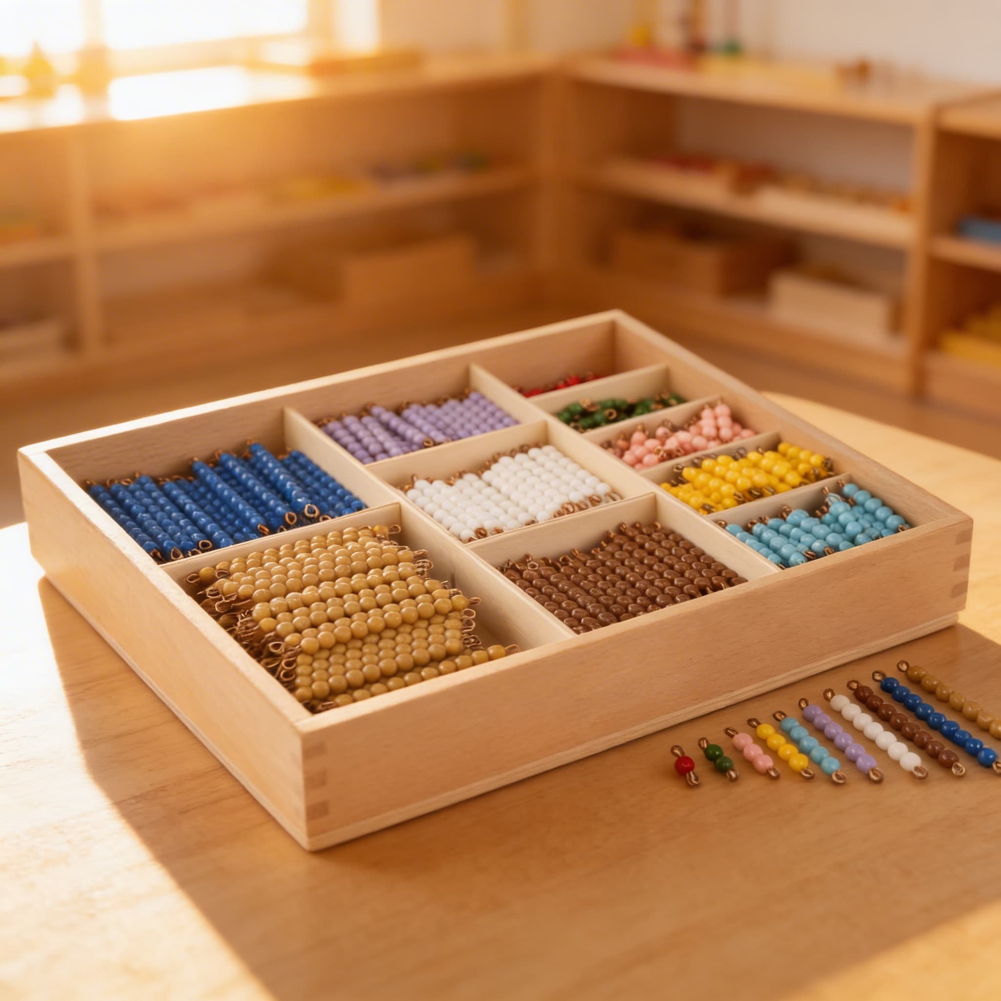 Multiplikations-Perlenstäbe Box — Einzelne Nylon-Perlen — Im Einsatz