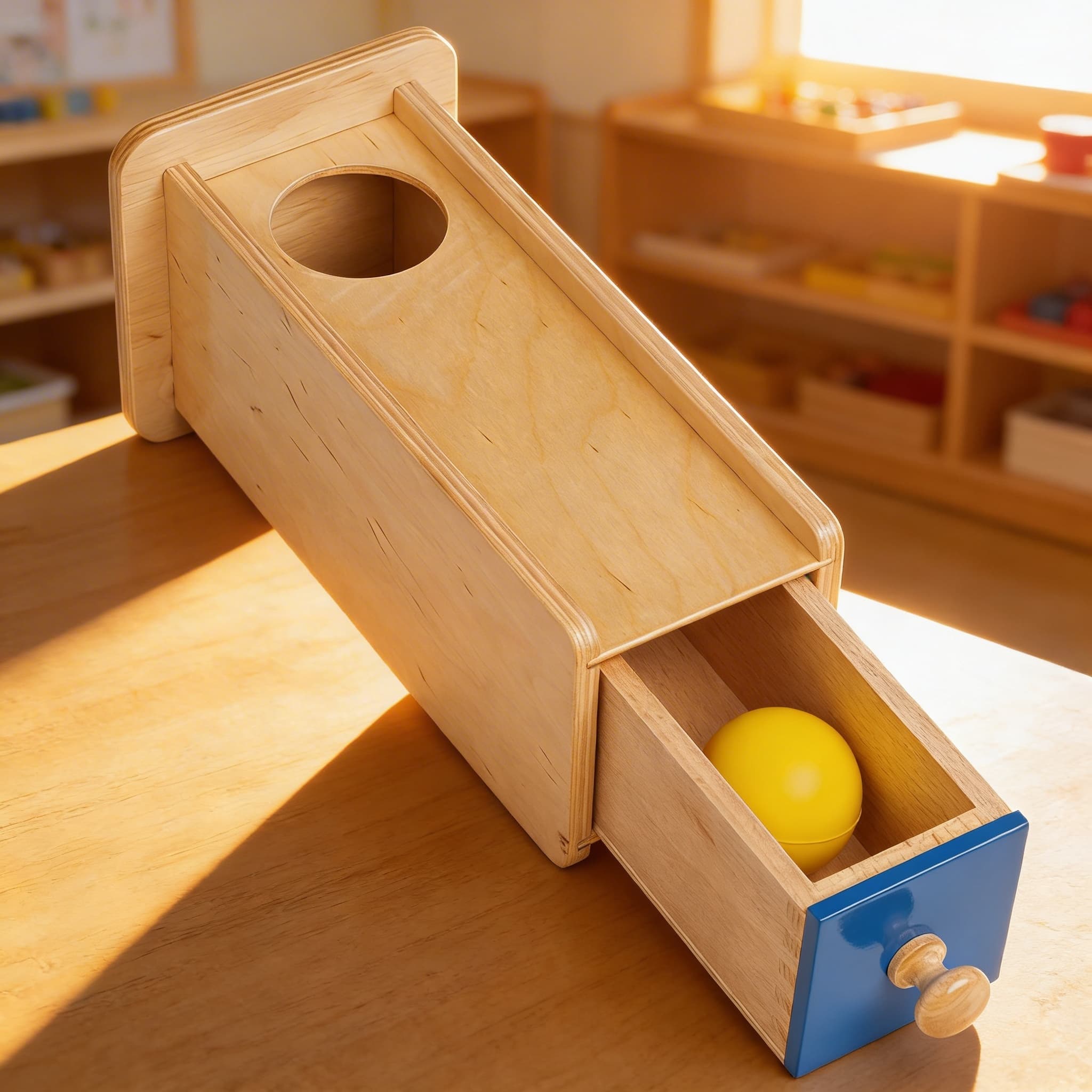 Object Permanence Box — Ballwurf mit Schublade — Im Einsatz