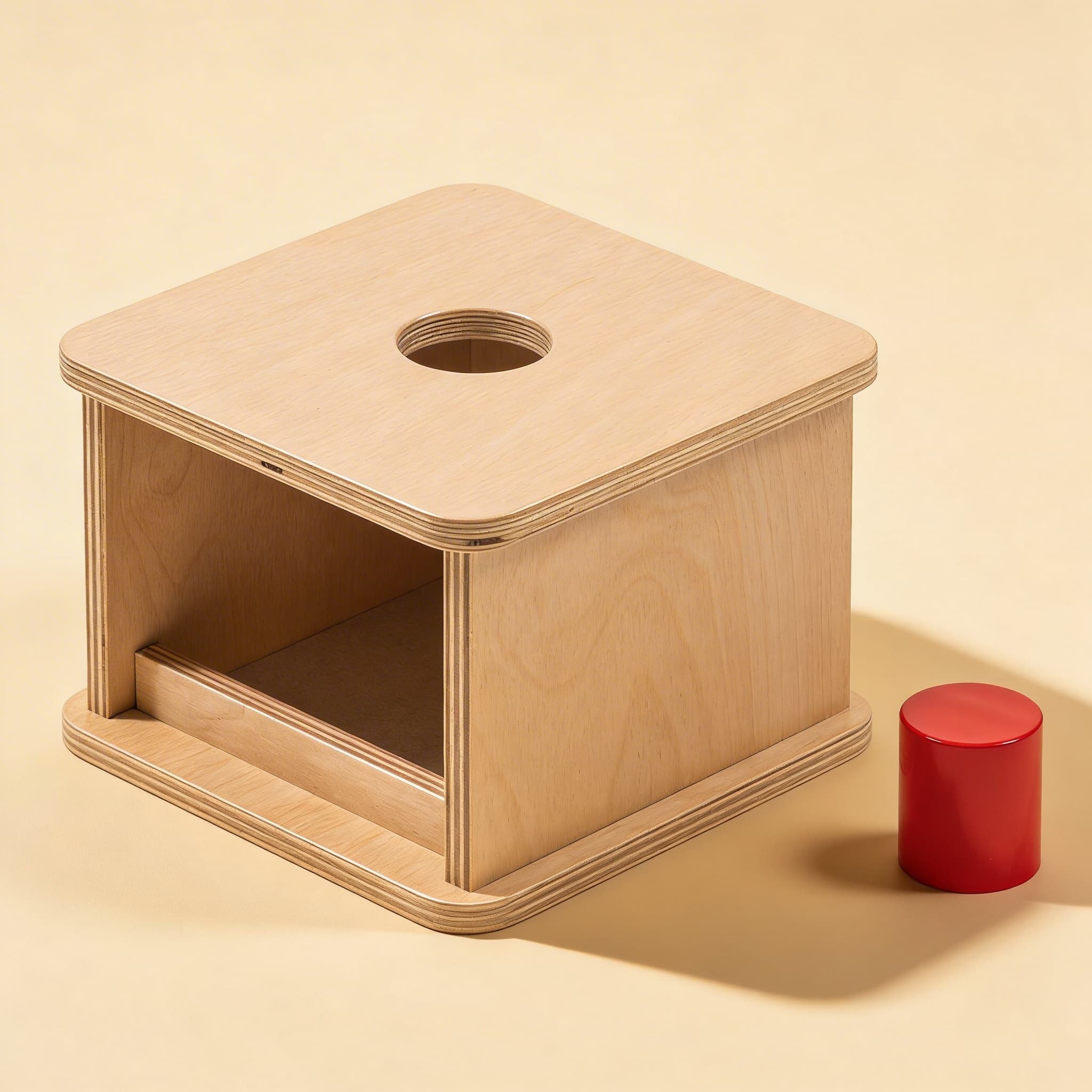 Imbucare Box — Großer Zylinder für Objektpermanenz — Seitenansicht