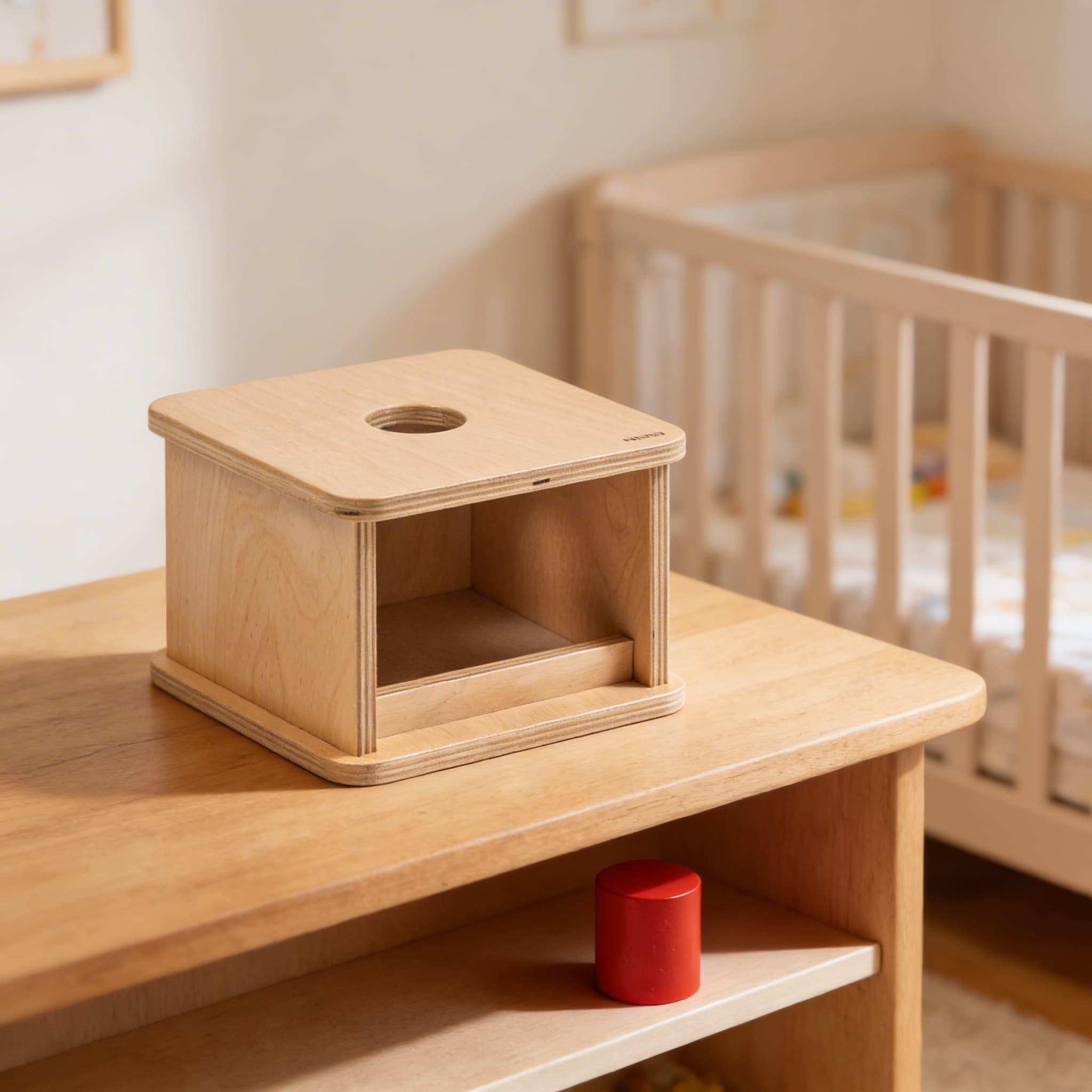 Imbucare Box — Großer Zylinder für Objektpermanenz — Detailansicht