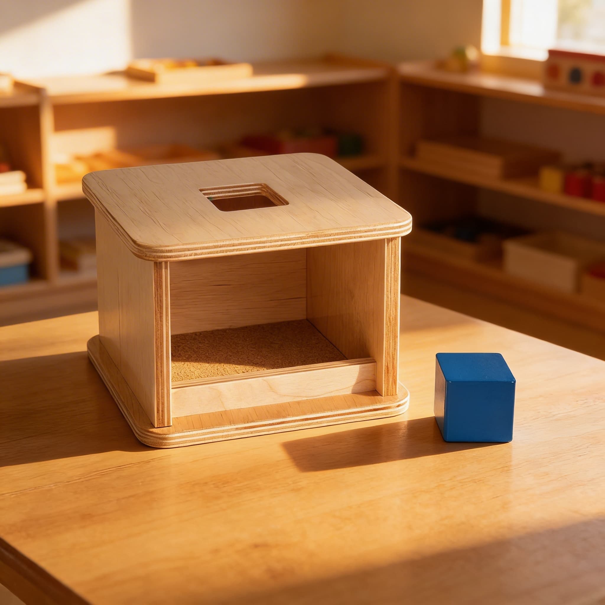 Imbucare box s kockou — Trvalosť objektu a štvorcový tvar — Pri použití