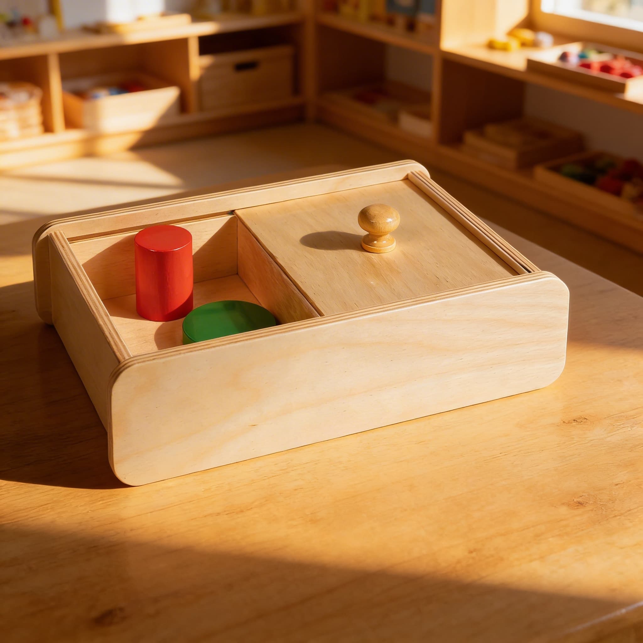 Box mit Schiebebeckel — Objektpermanenz & Feinmotorik — Im Einsatz