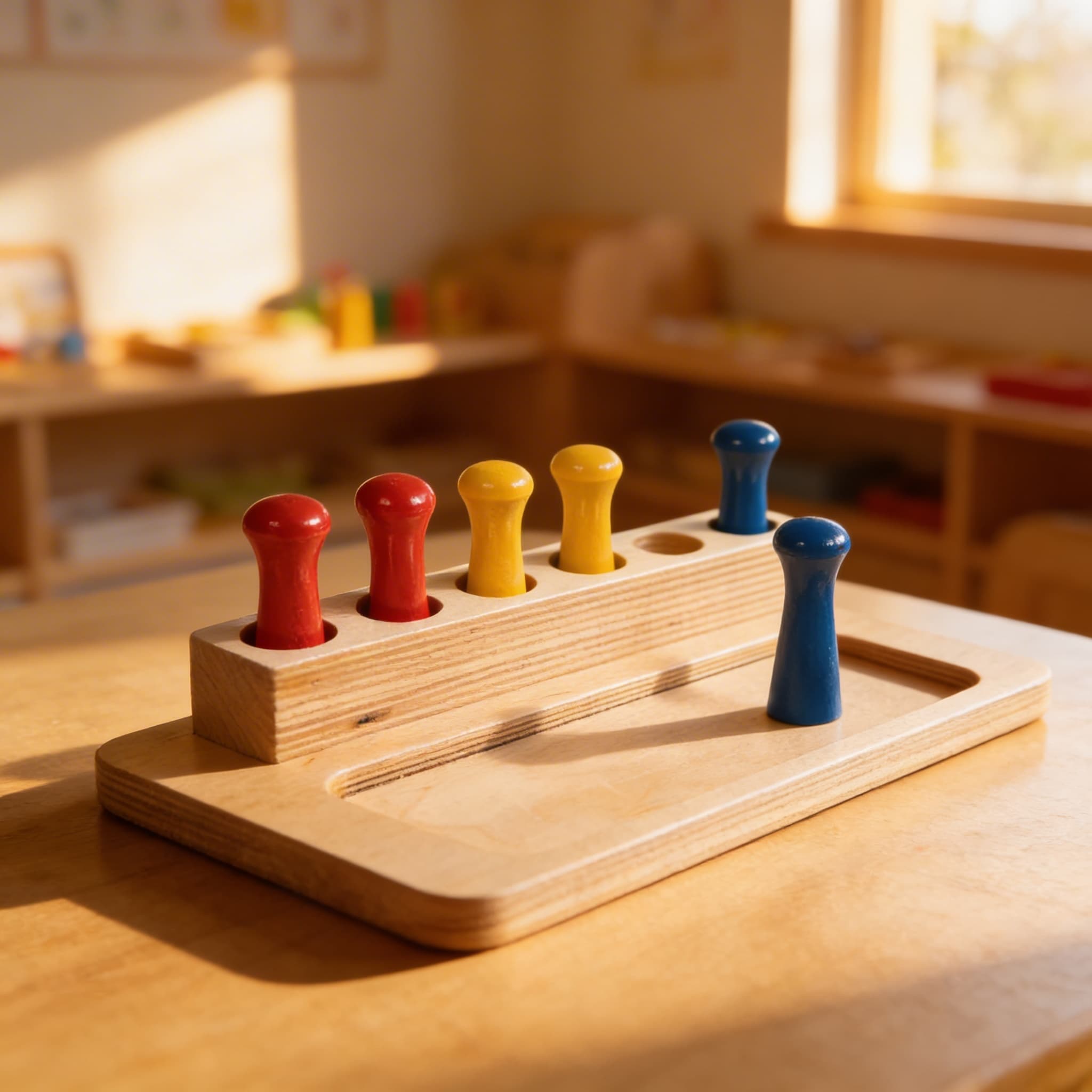 Imbucare Steckbox — Objektpermanenz mit farbigen Stiften — Im Einsatz