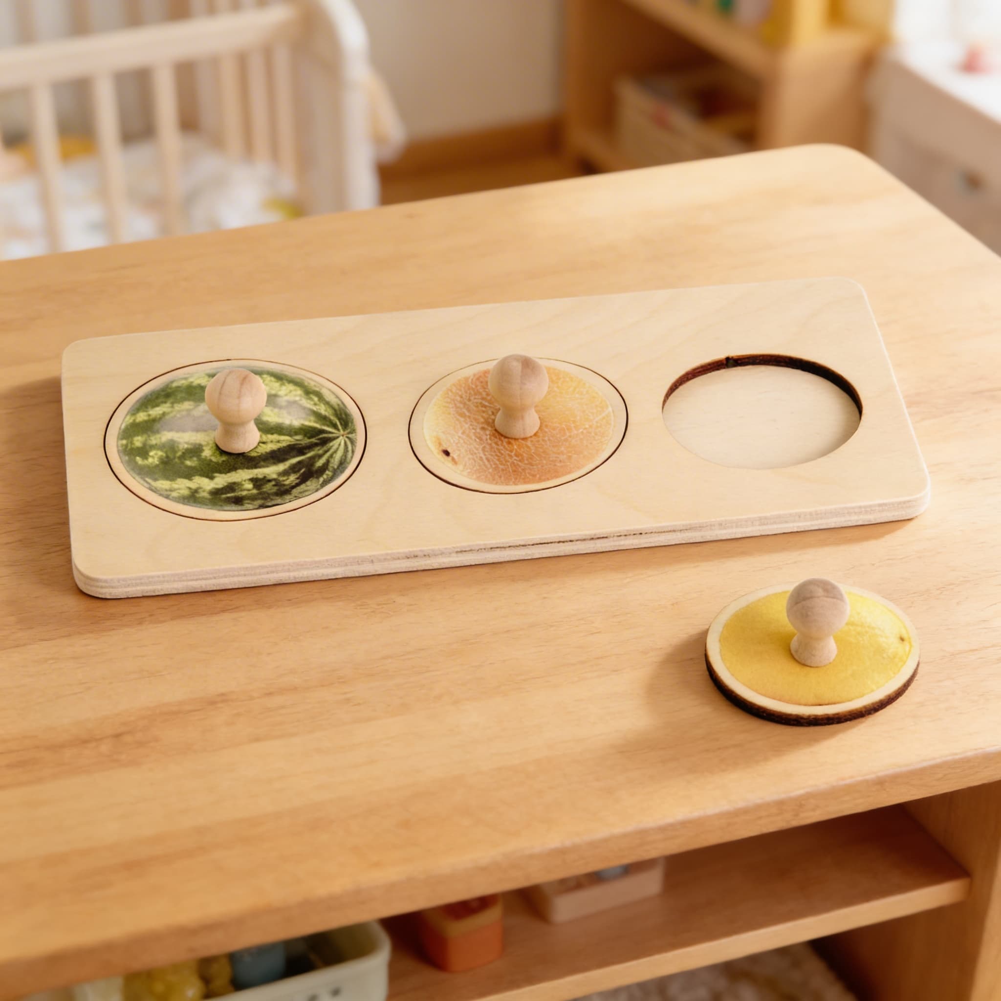 Kleinkind-Puzzle: 3 Melonen — Detailansicht