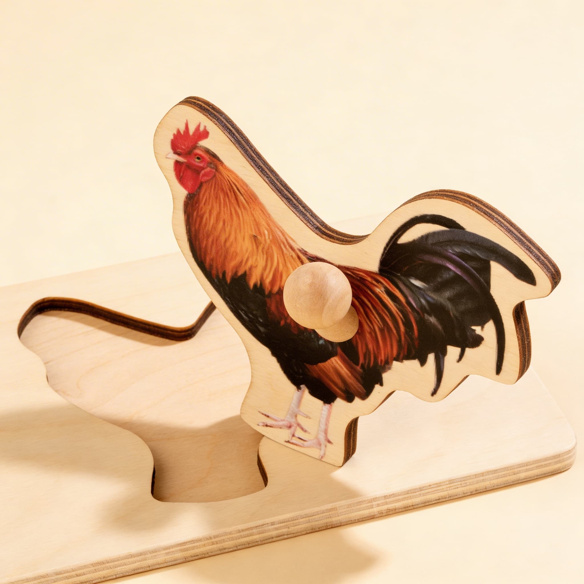 Kleinkind-Puzzle: Hahn — Seitenansicht