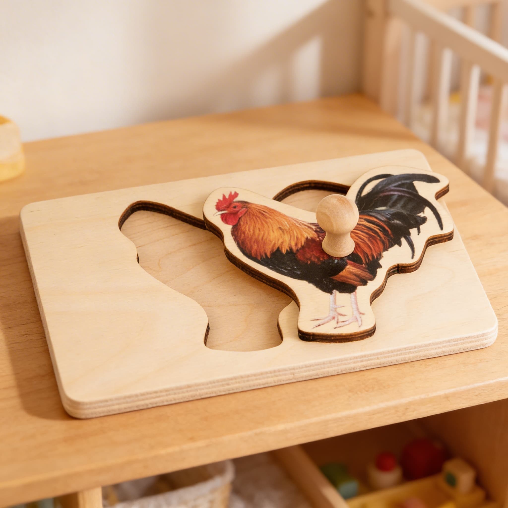 Kleinkind-Puzzle: Hahn — Detailansicht