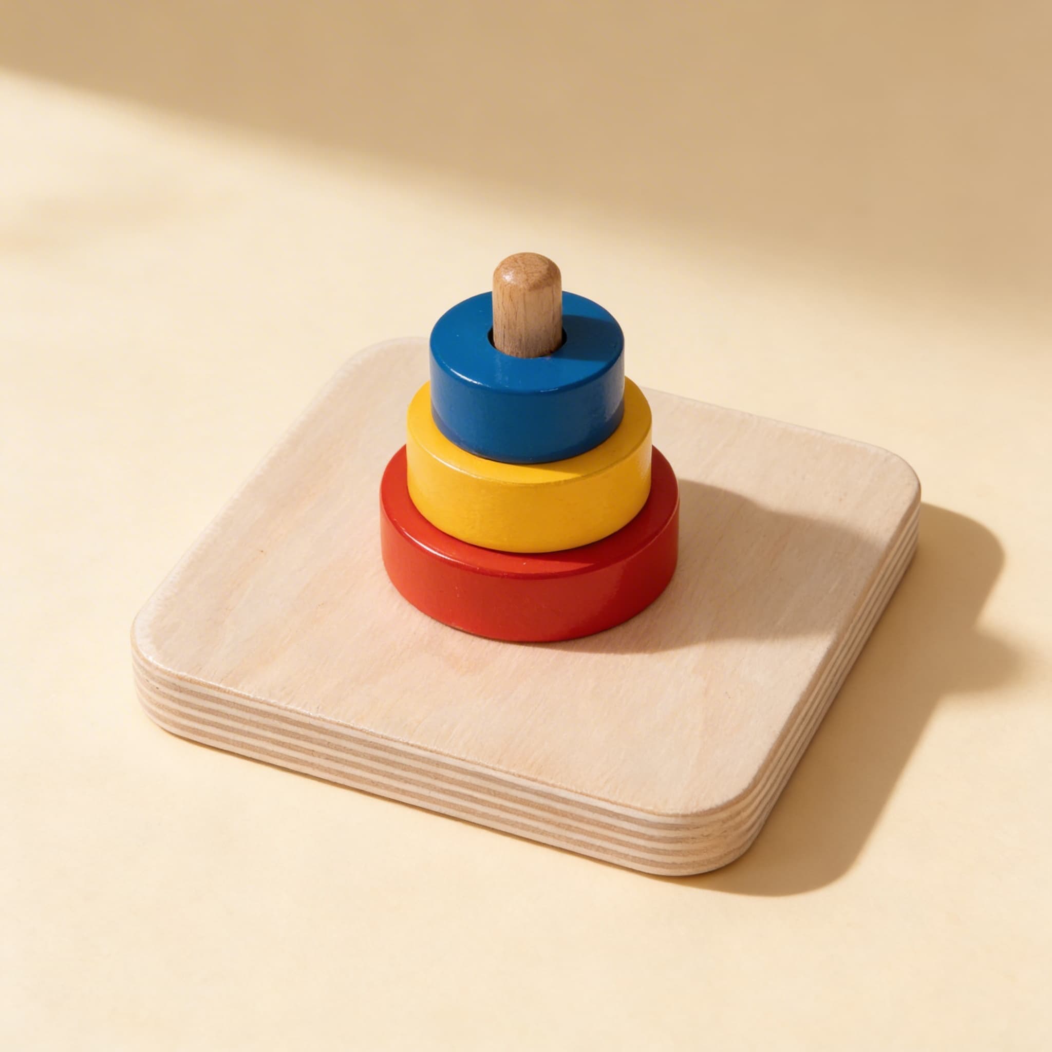 Drei Scheiben auf senkrechtem Dübel — Ansicht 2