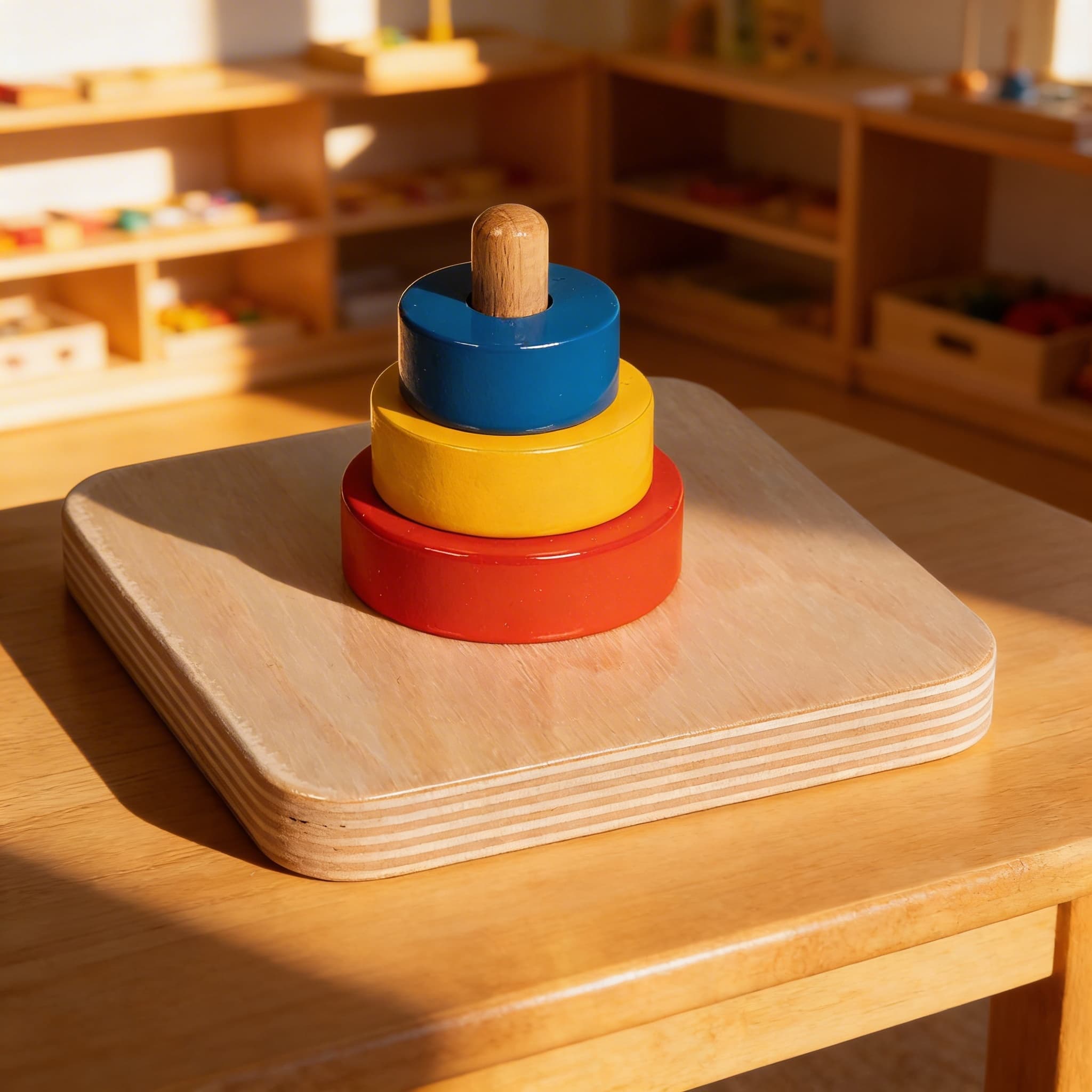 Drei Scheiben auf senkrechtem Dübel — Ansicht 4