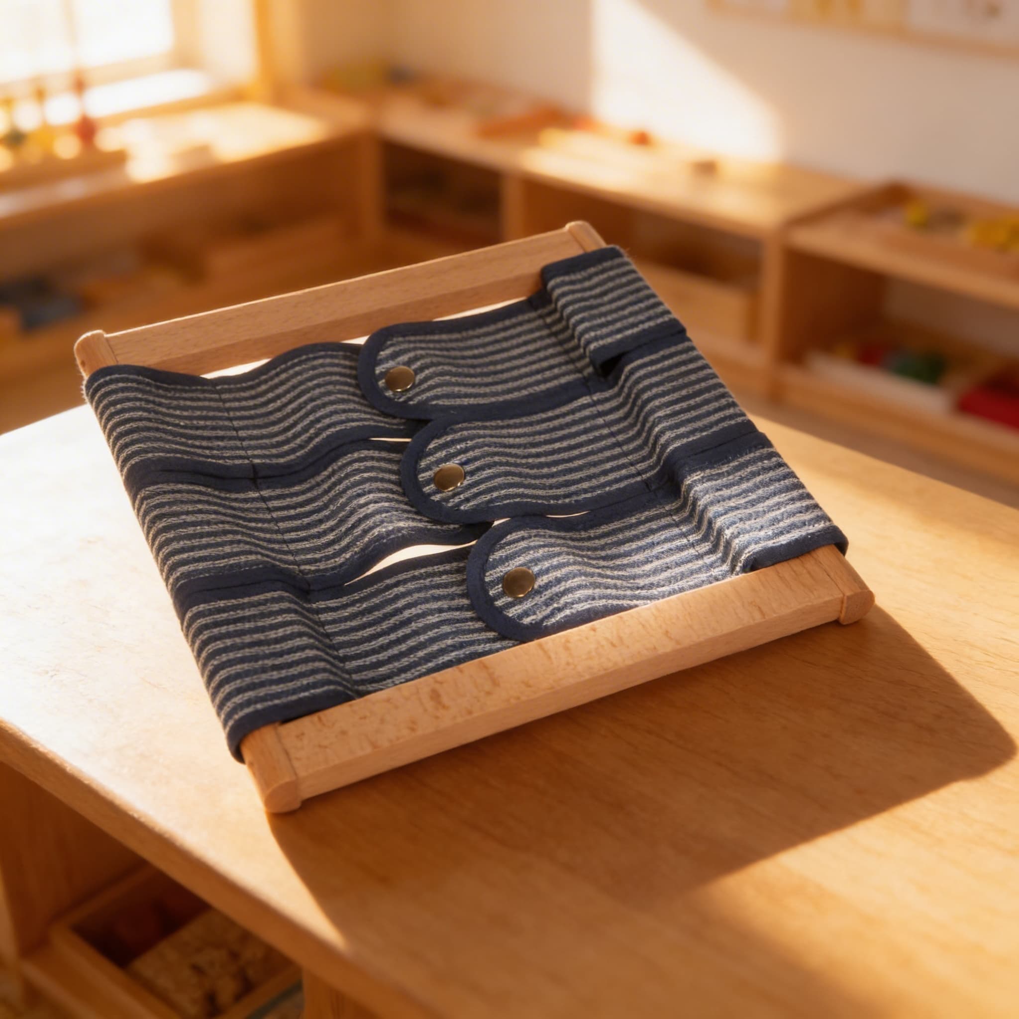 Ankleidungsrahmen: Druckknöpfe — Feinmotorik mit Druckverschluss — Im Einsatz