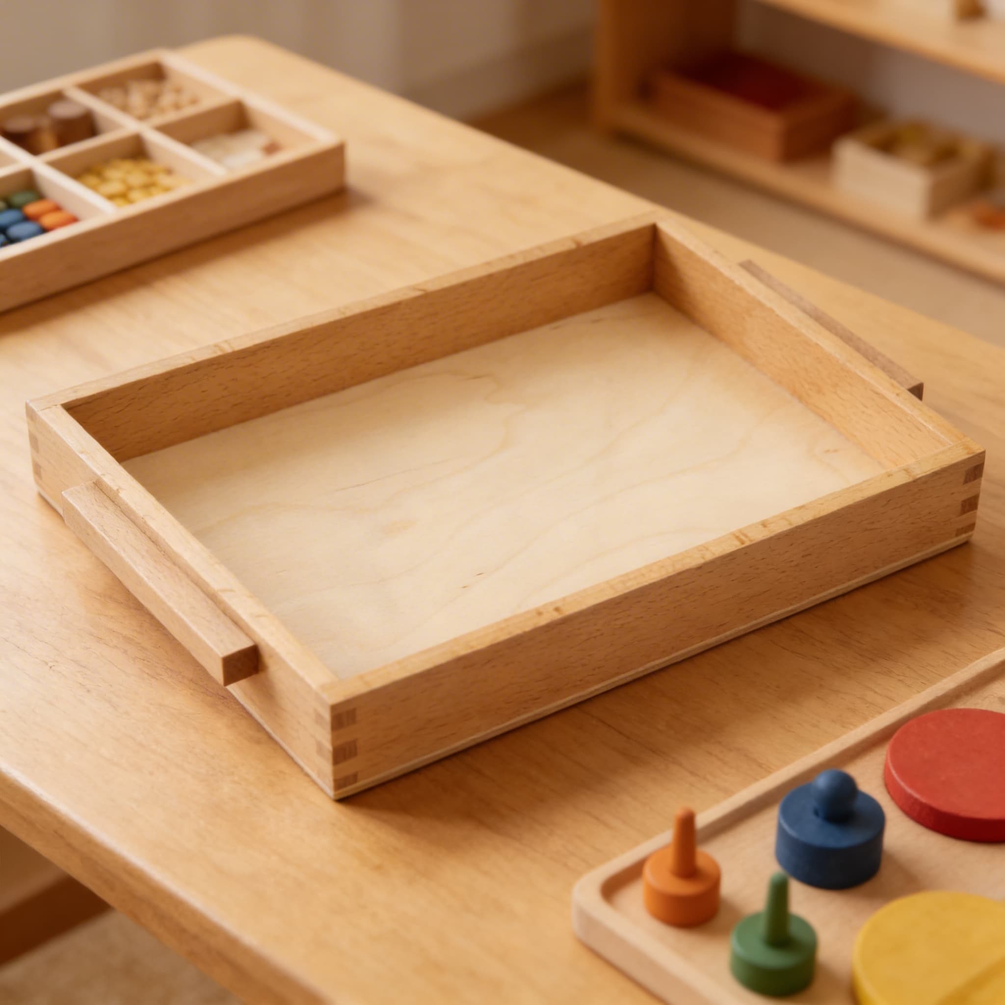 Kleines Holztablett mit Griffen — Ansicht 3