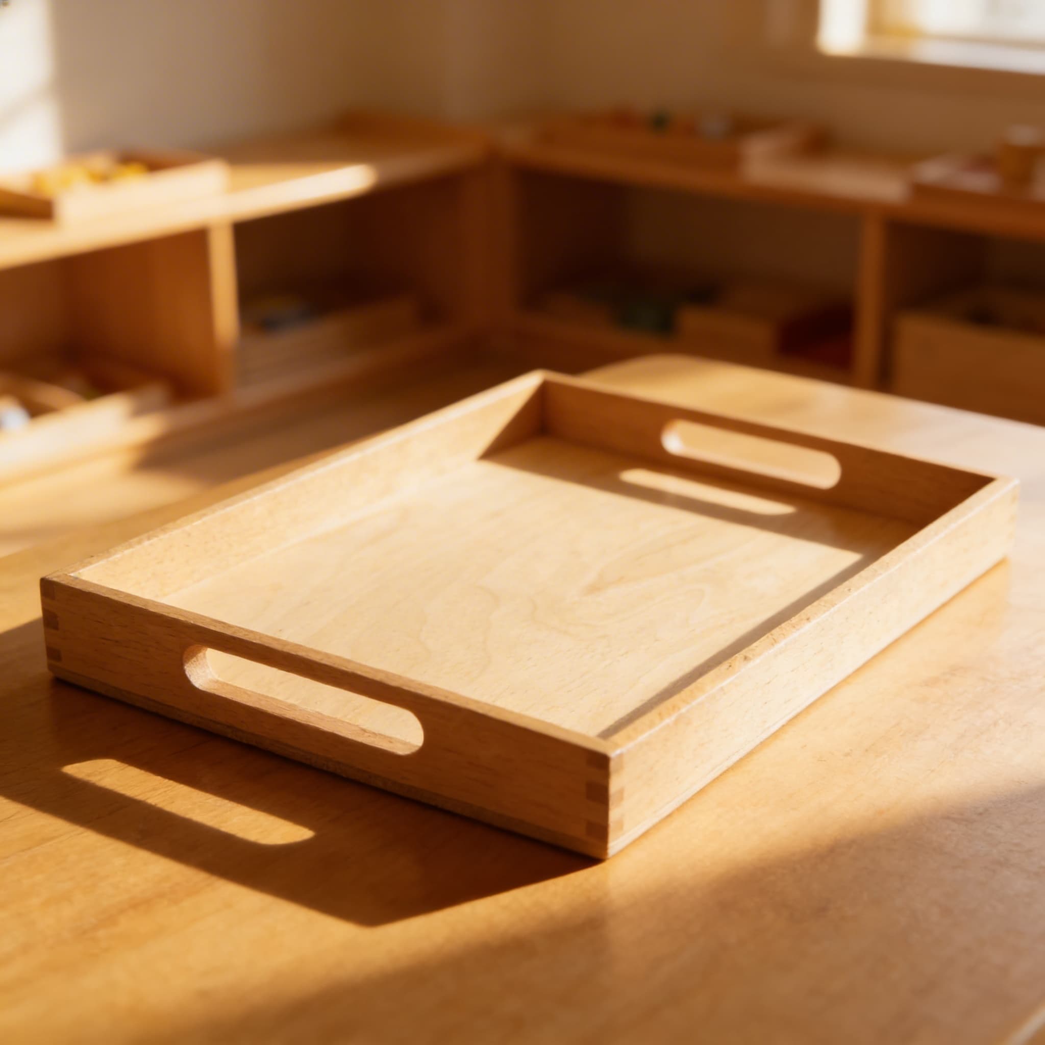 Großes Holztablett mit Griffen — Ansicht 4