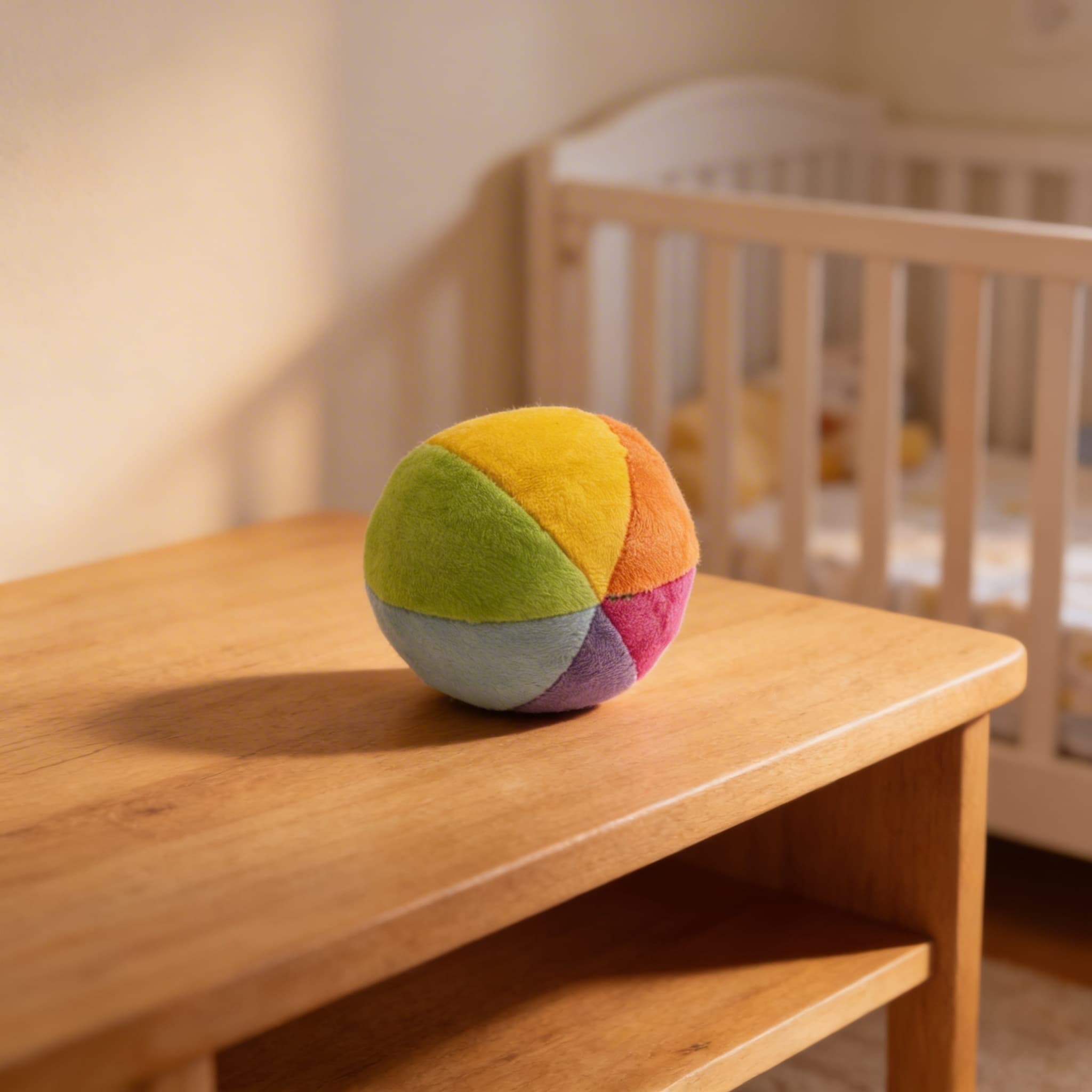 Weicher Sensorikball — Strukturierte Stoffe mit Rassel für Säuglinge — Detailansicht