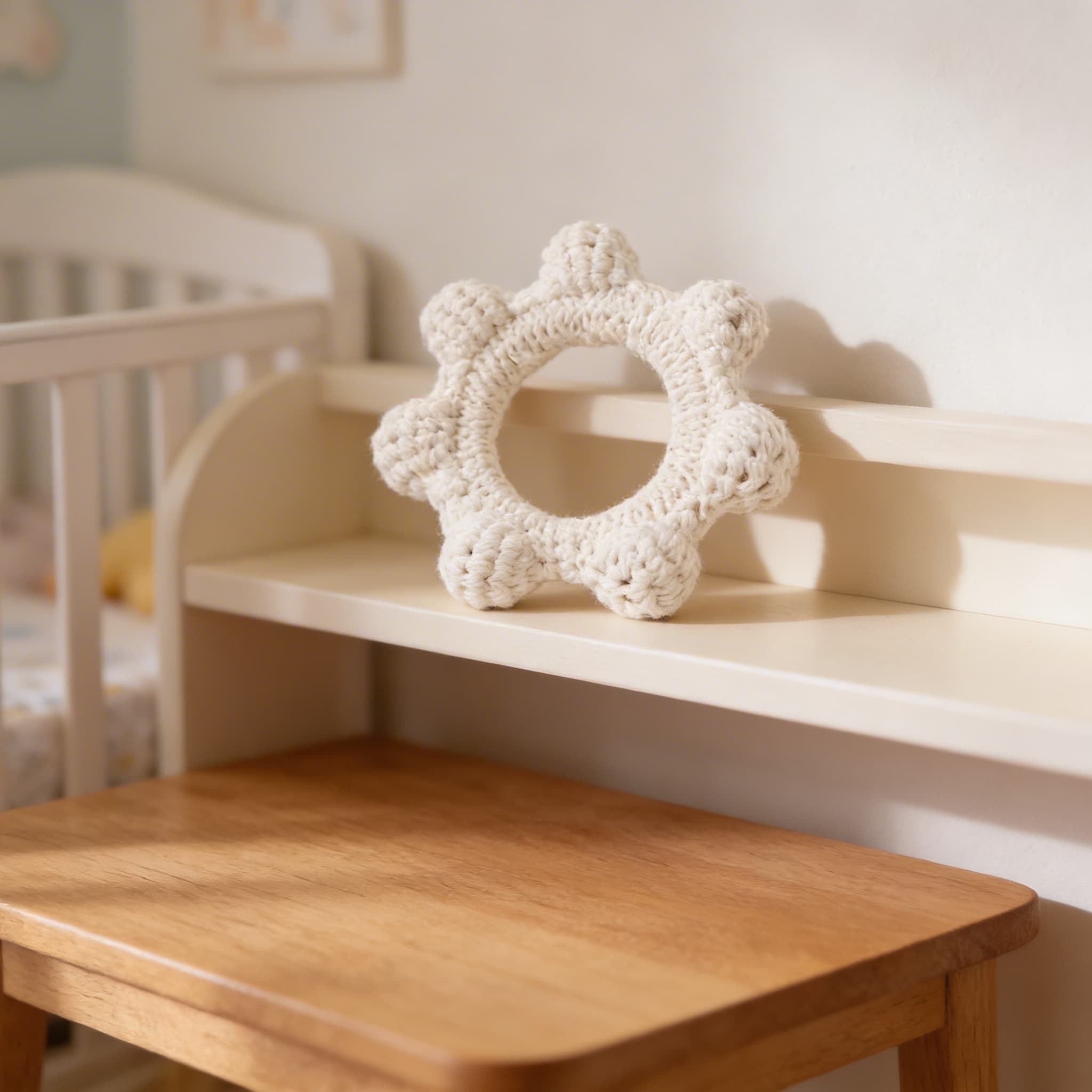 Häkel-Greifring — Sternförmiges taktiles Erstspielzeug — Detailansicht